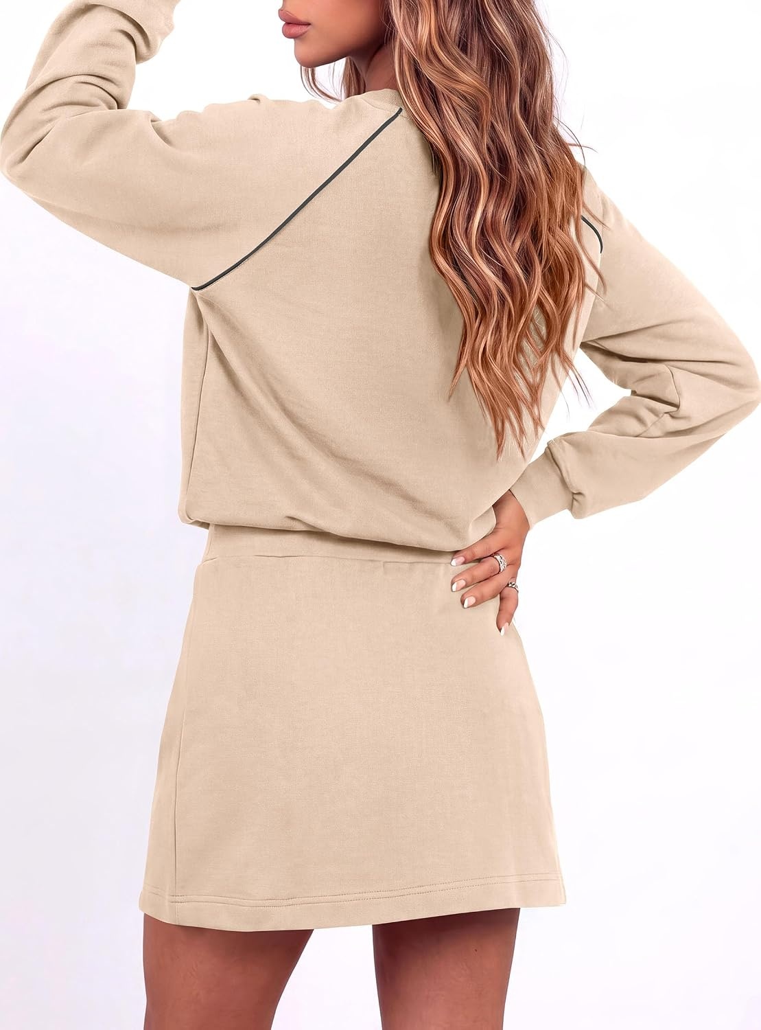 image:imagePRETTYGARDEN Womens Two Piece Airport Outfits Matching Skirt SetsBeige