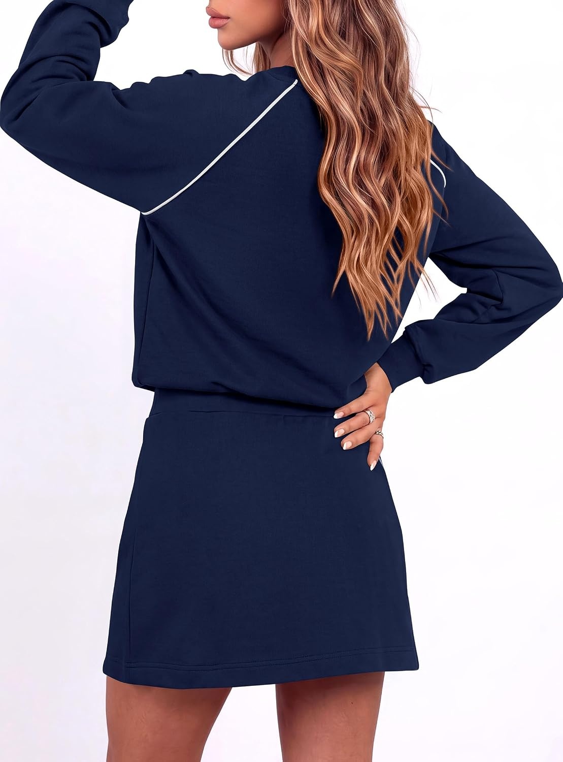 image:imagePRETTYGARDEN Womens Two Piece Airport Outfits Matching Skirt SetsNavy Blue