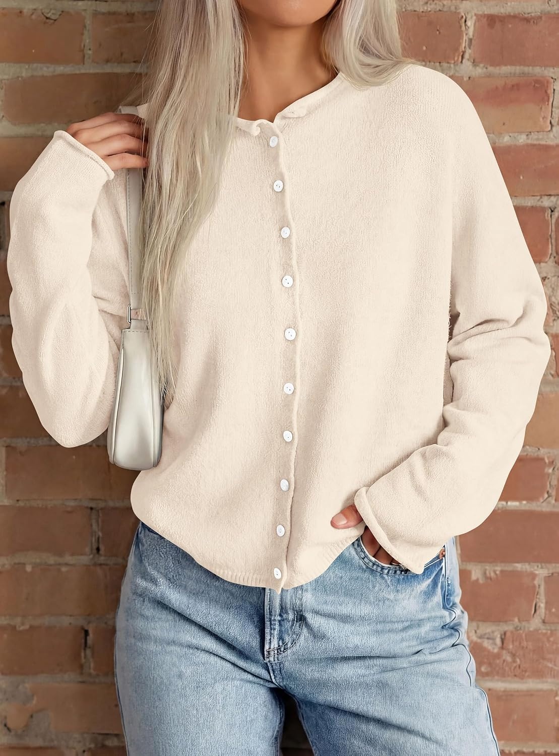 image:imagePRETTYGARDEN Lightweight Knit Cardigan Sweaters for WomenBeige
