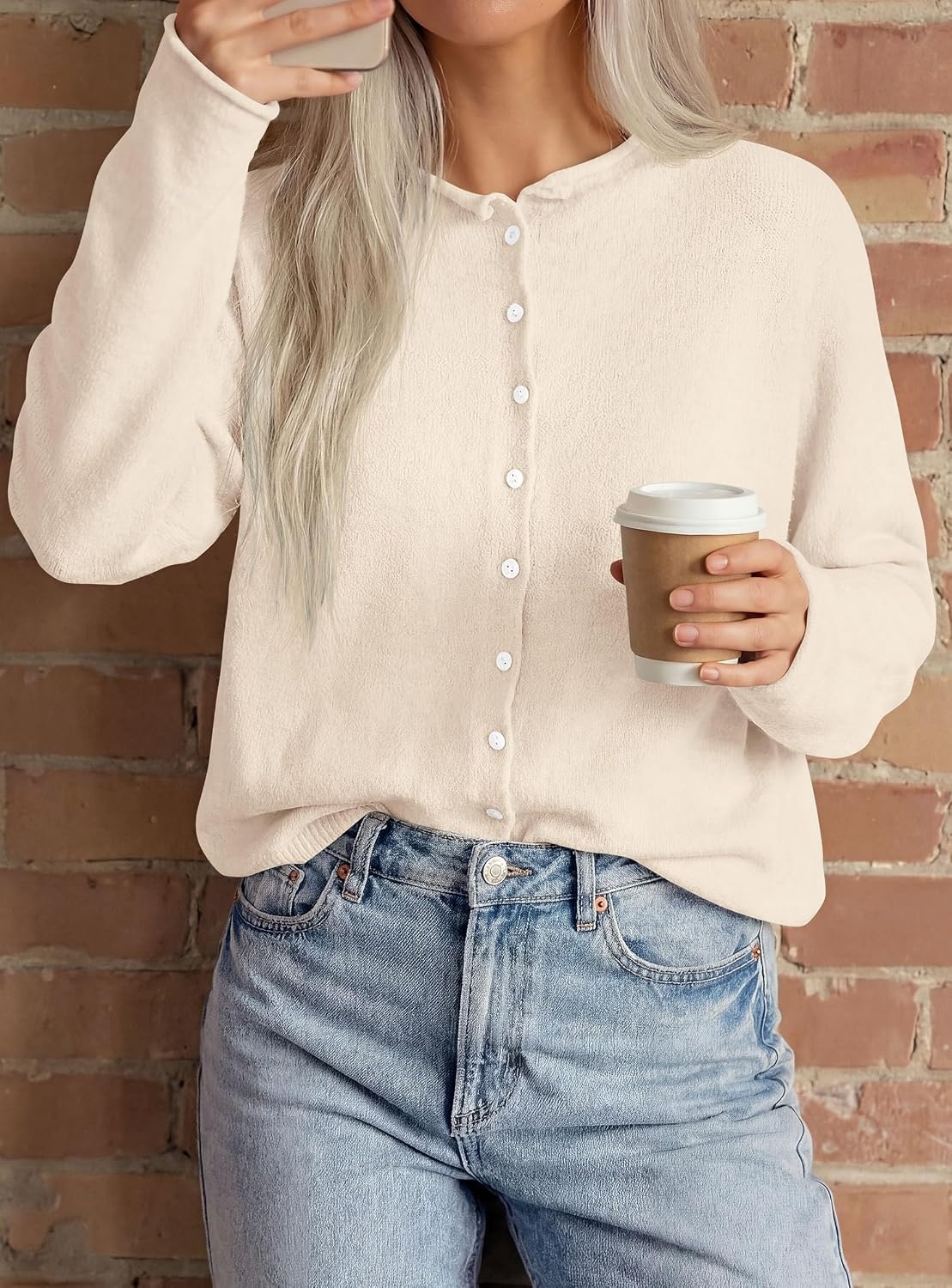 image:imagePRETTYGARDEN Lightweight Knit Cardigan Sweaters for WomenBeige