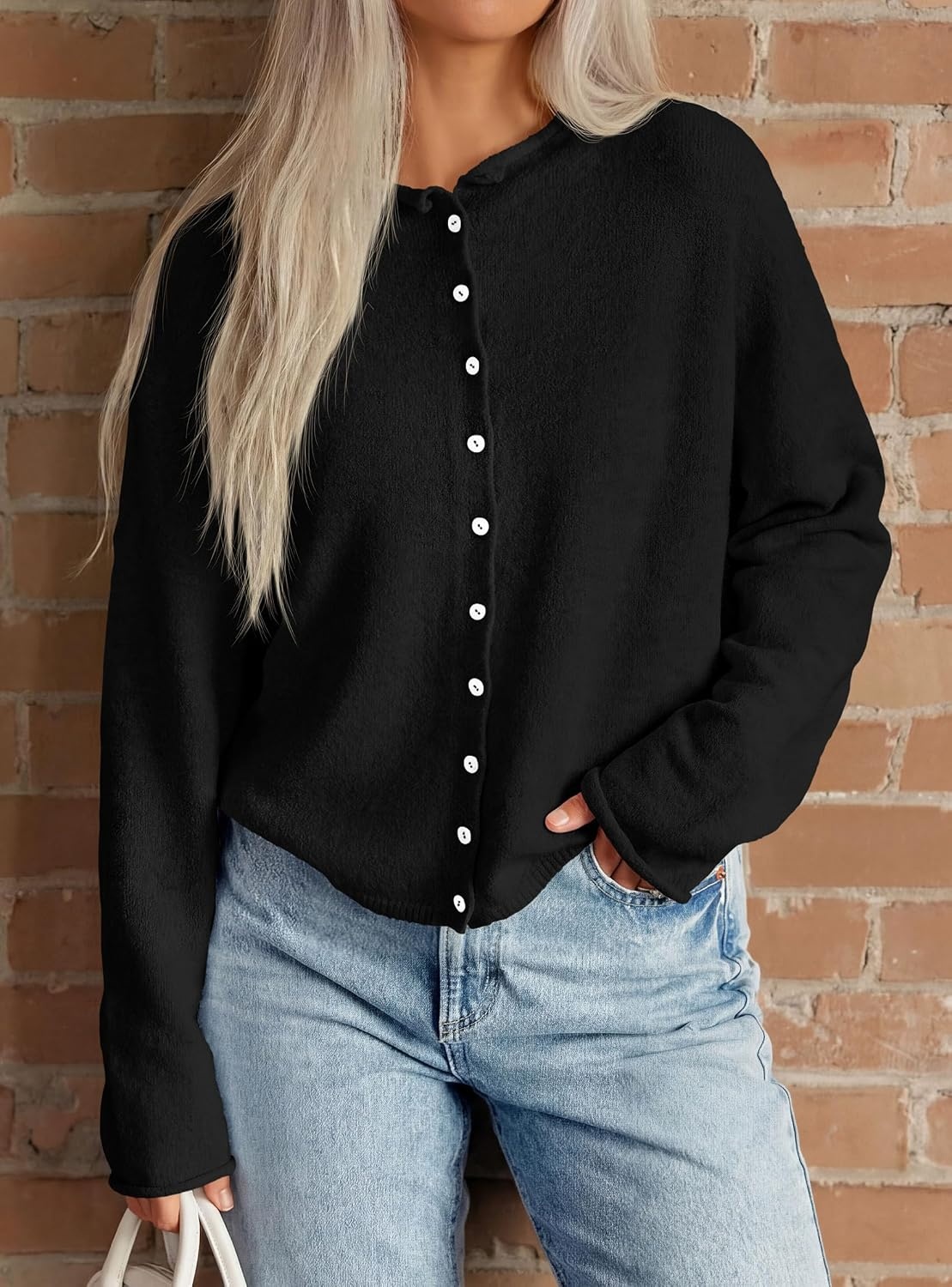image:imagePRETTYGARDEN Lightweight Knit Cardigan Sweaters for WomenBlack
