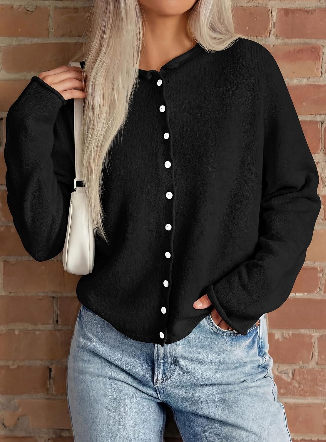image:imagePRETTYGARDEN Lightweight Knit Cardigan Sweaters for WomenBlack