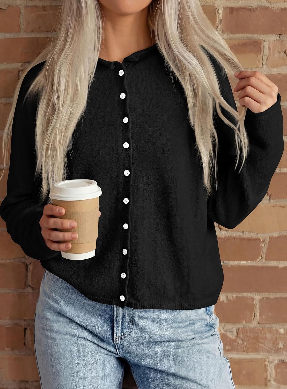 image:imagePRETTYGARDEN Lightweight Knit Cardigan Sweaters for WomenBlack