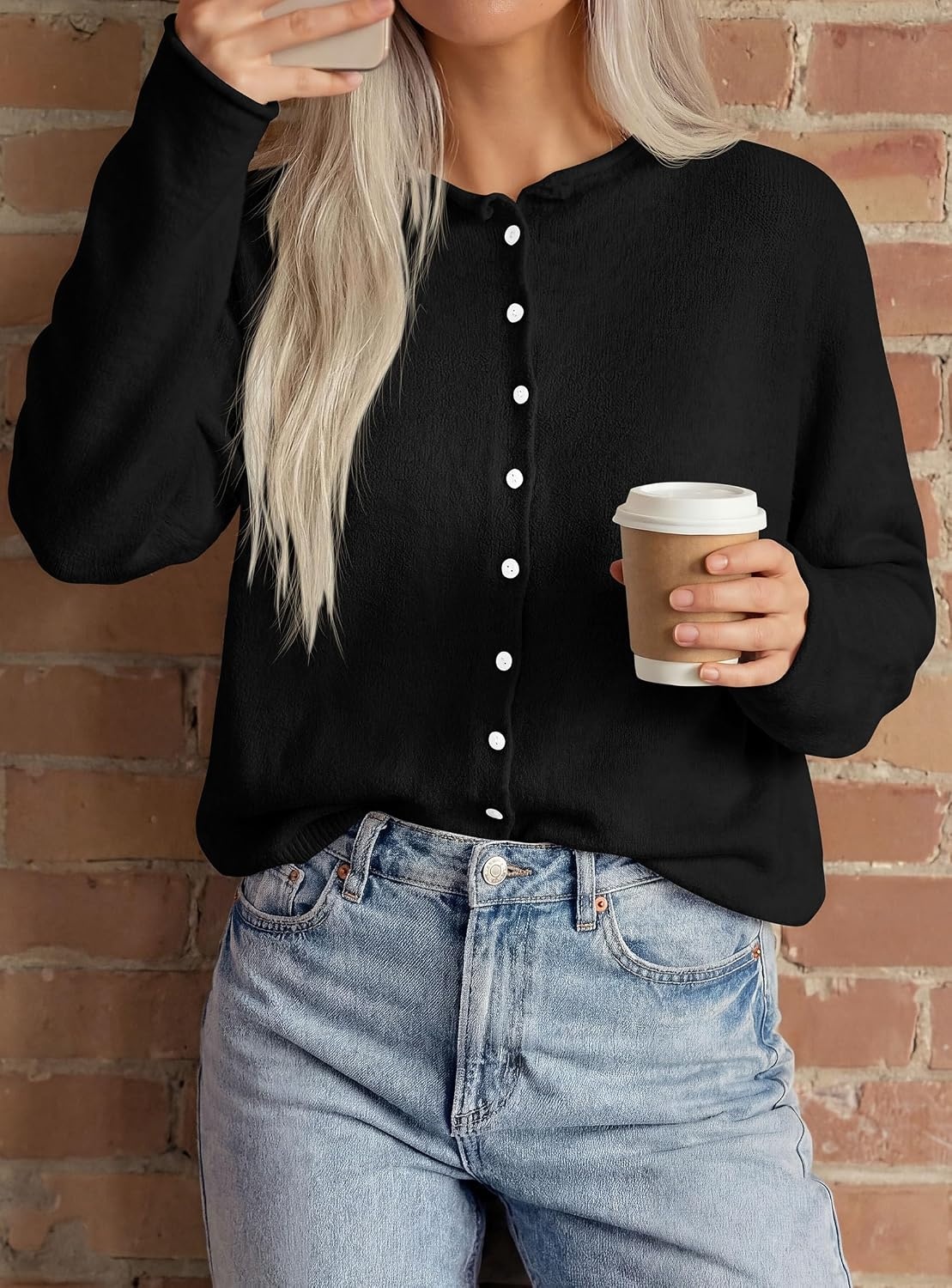 image:imagePRETTYGARDEN Lightweight Knit Cardigan Sweaters for WomenBlack