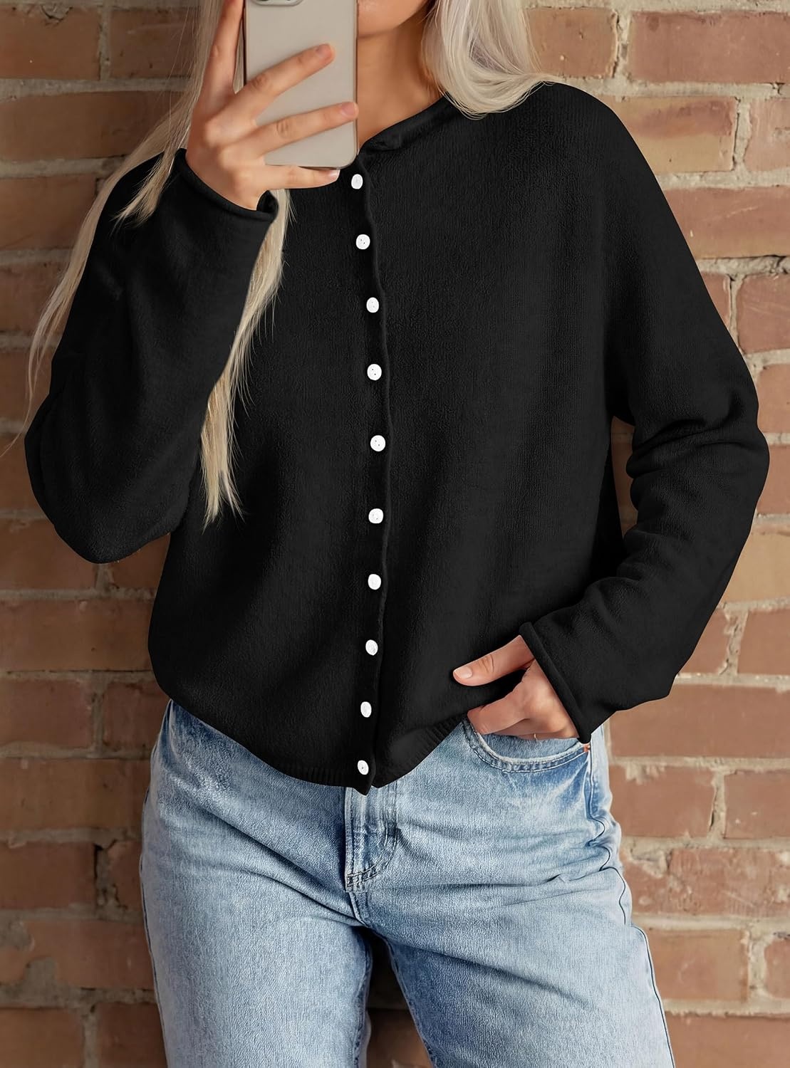 image:imagePRETTYGARDEN Lightweight Knit Cardigan Sweaters for WomenBlack