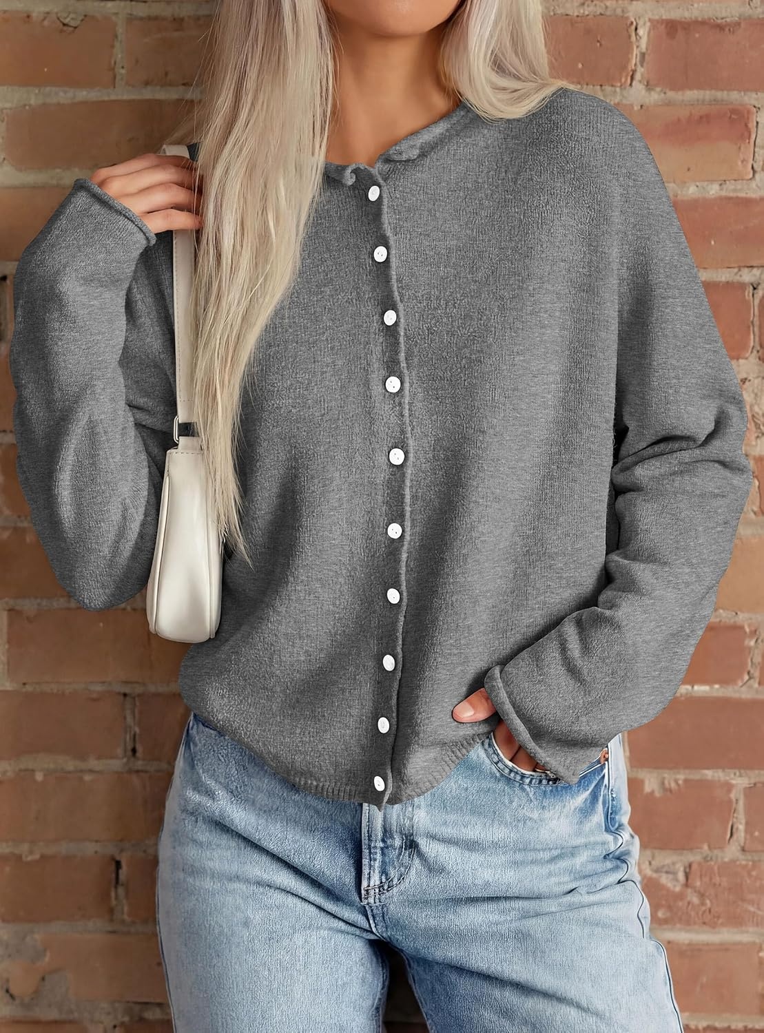 image:imagePRETTYGARDEN Lightweight Knit Cardigan Sweaters for WomenGrey
