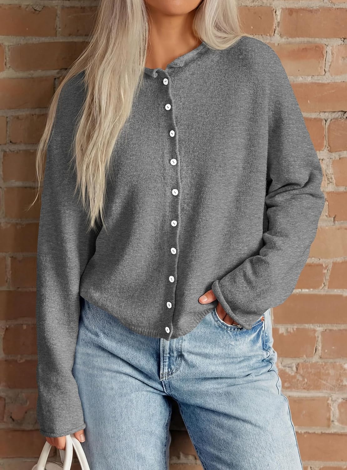 image:imagePRETTYGARDEN Lightweight Knit Cardigan Sweaters for WomenGrey