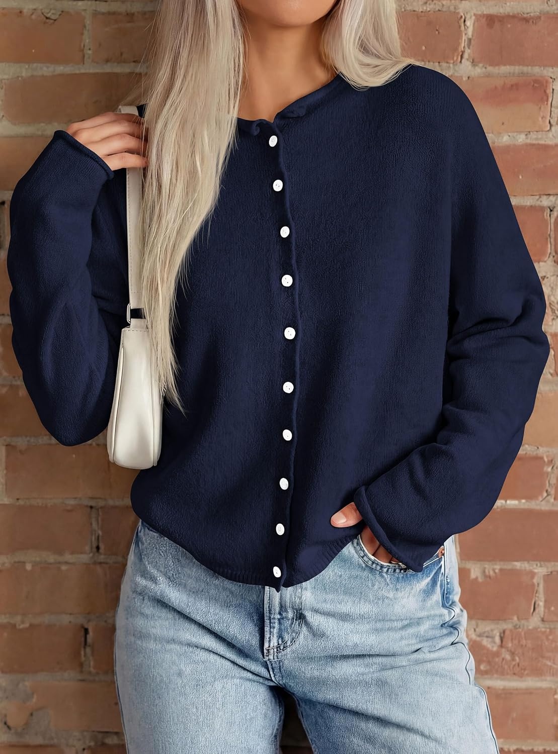 image:imagePRETTYGARDEN Lightweight Knit Cardigan Sweaters for WomenNavy Blue