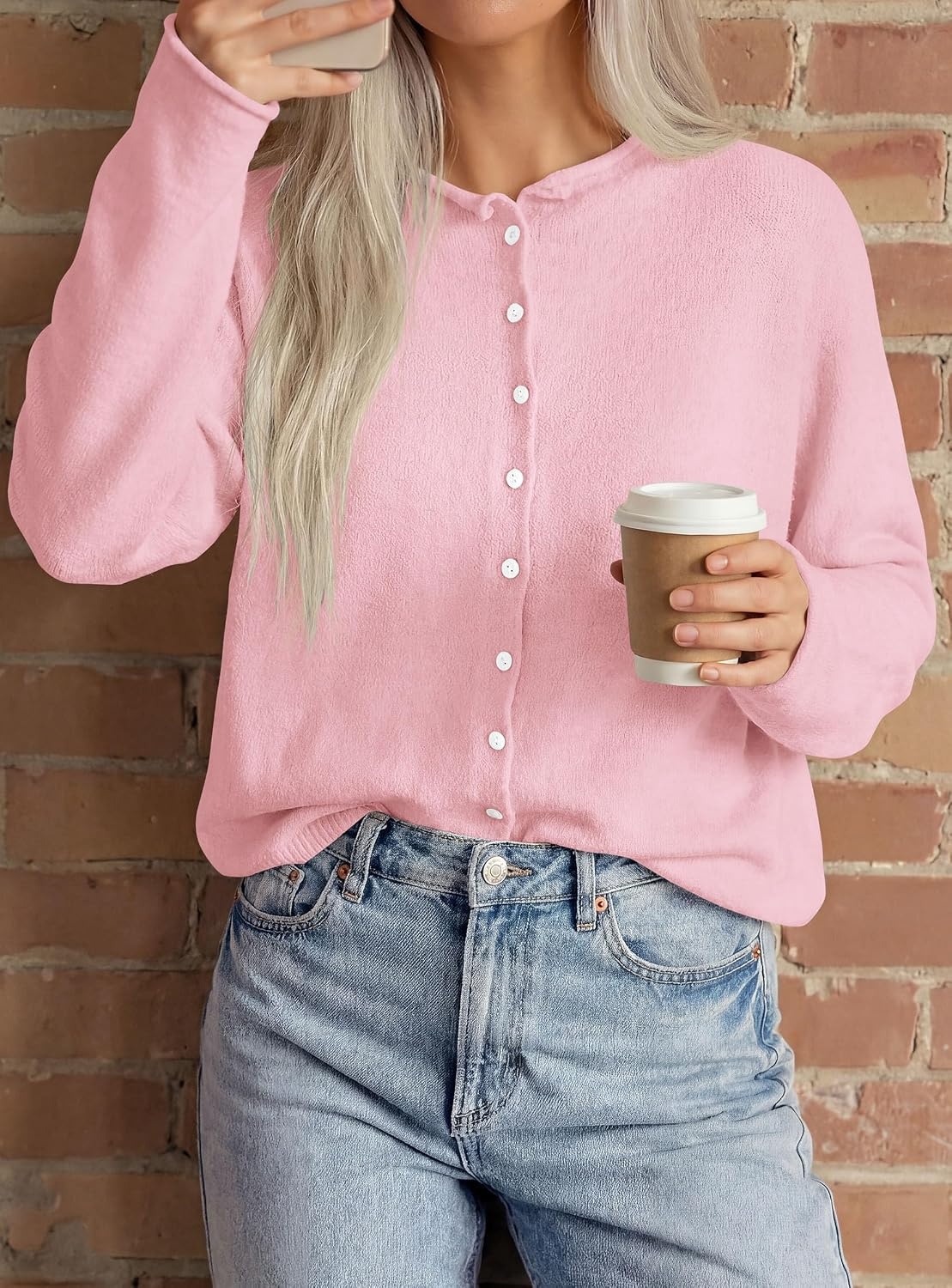 image:imagePRETTYGARDEN Lightweight Knit Cardigan Sweaters for WomenPink