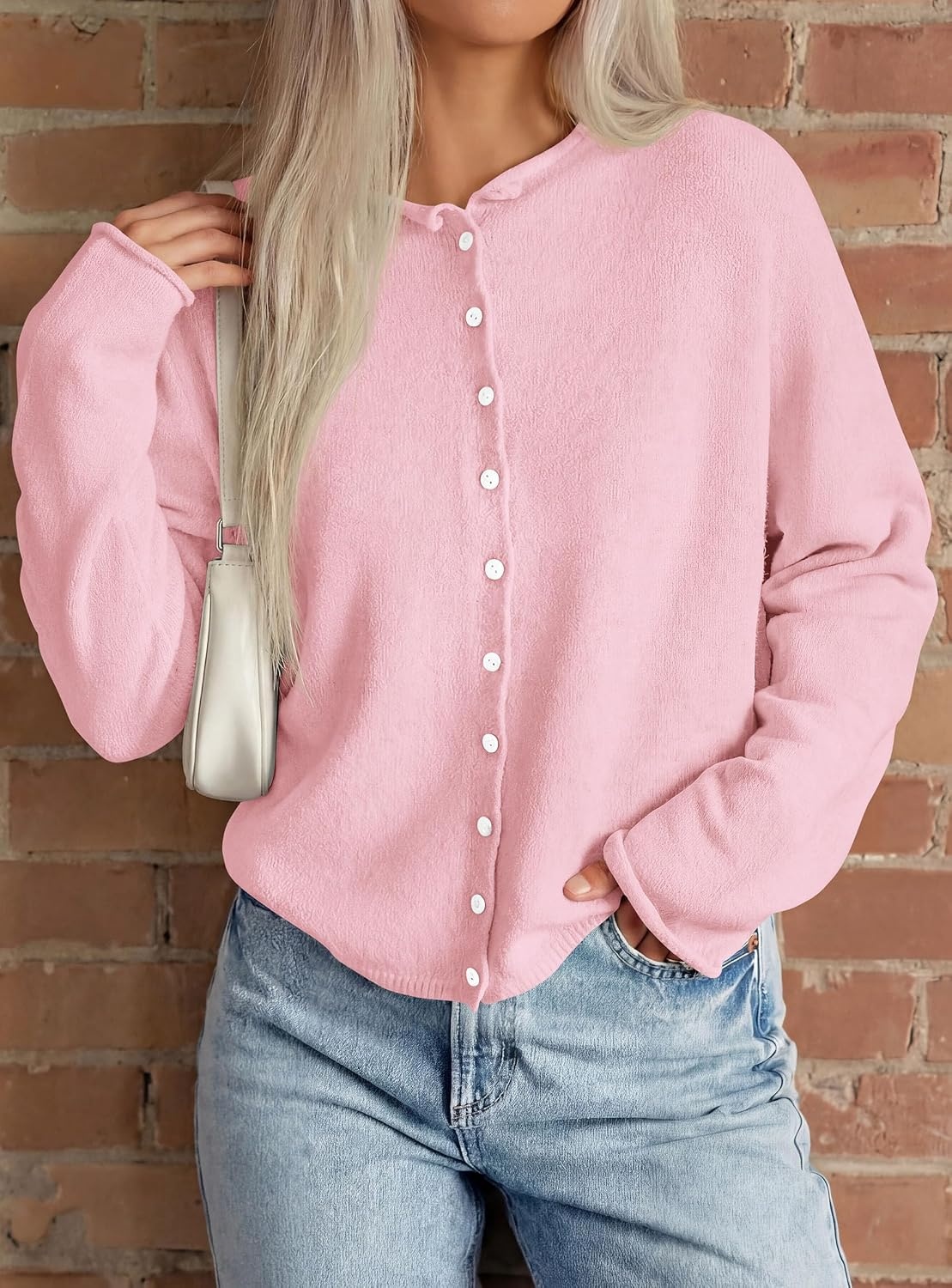 image:imagePRETTYGARDEN Lightweight Knit Cardigan Sweaters for WomenPink
