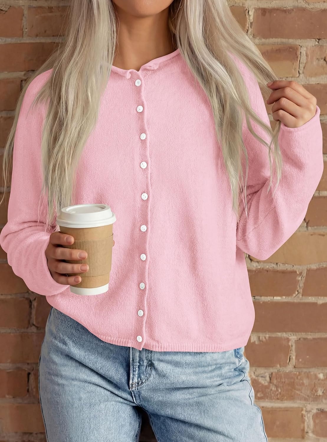 image:imagePRETTYGARDEN Lightweight Knit Cardigan Sweaters for WomenPink