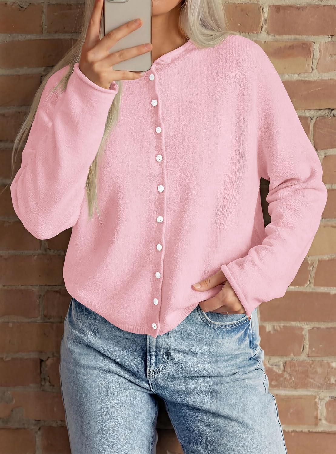 image:imagePRETTYGARDEN Lightweight Knit Cardigan Sweaters for WomenPink