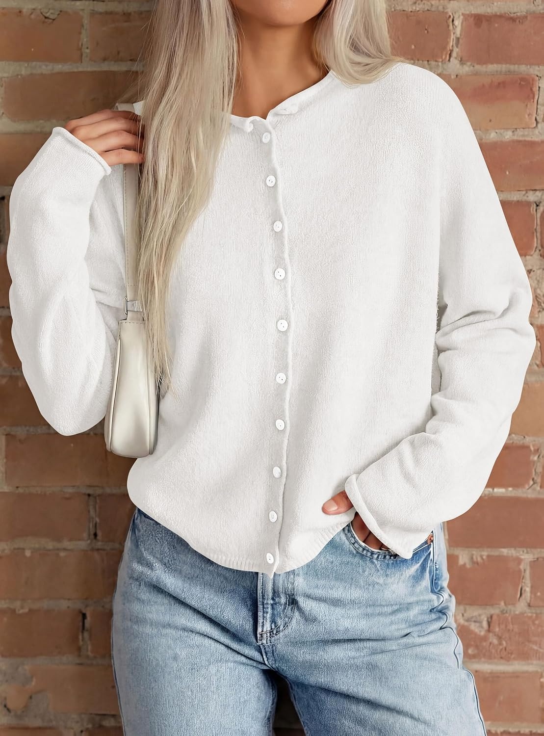 image:imagePRETTYGARDEN Lightweight Knit Cardigan Sweaters for WomenWhite