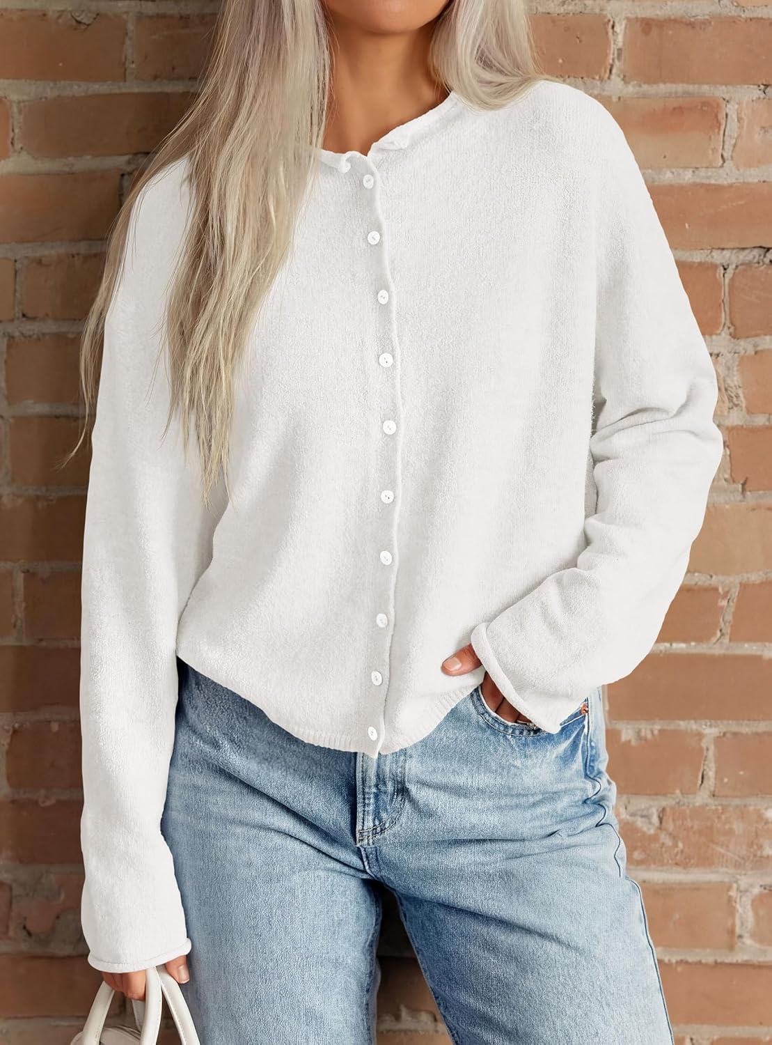 image:imagePRETTYGARDEN Lightweight Knit Cardigan Sweaters for WomenWhite