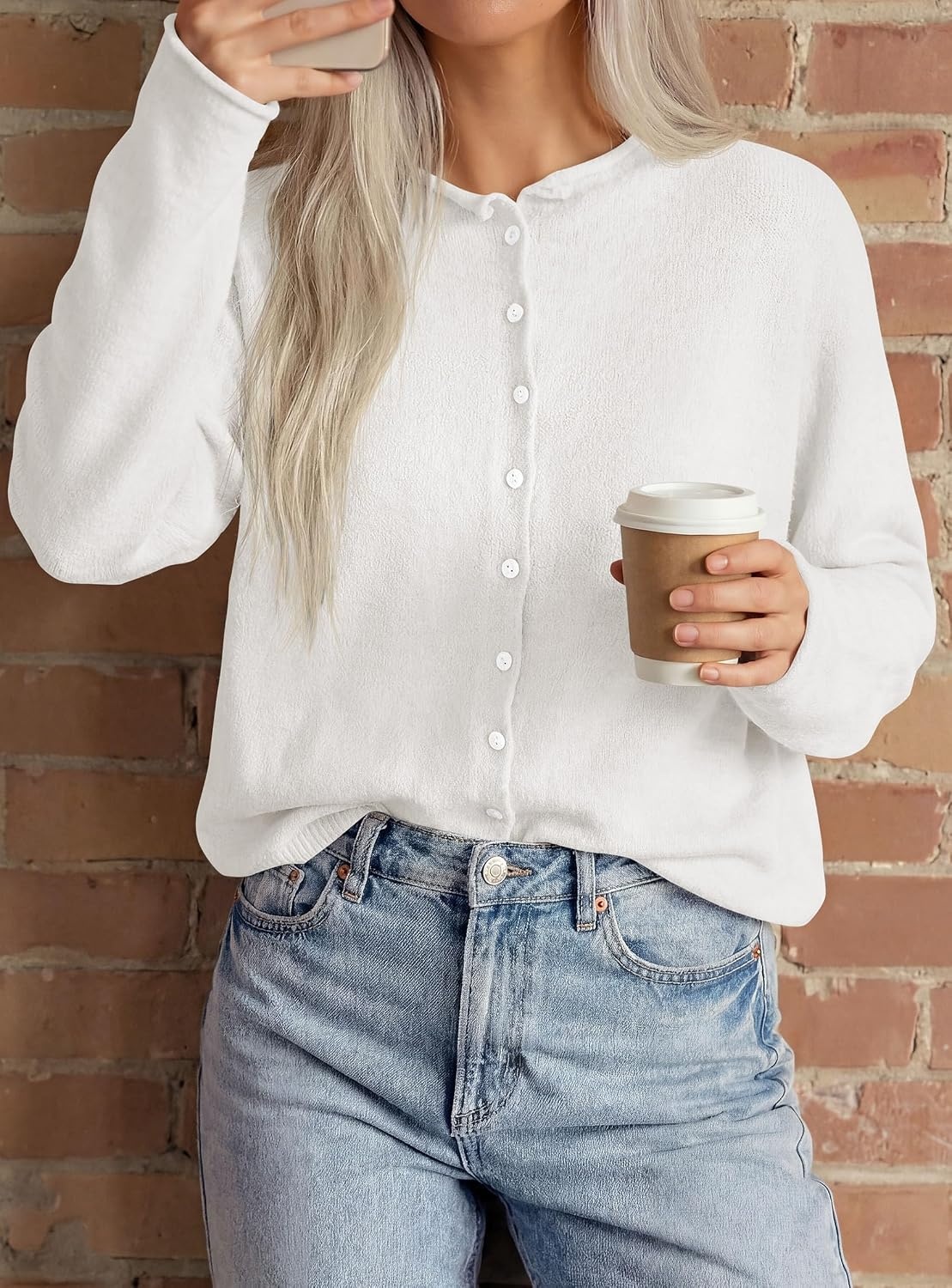 image:imagePRETTYGARDEN Lightweight Knit Cardigan Sweaters for WomenWhite