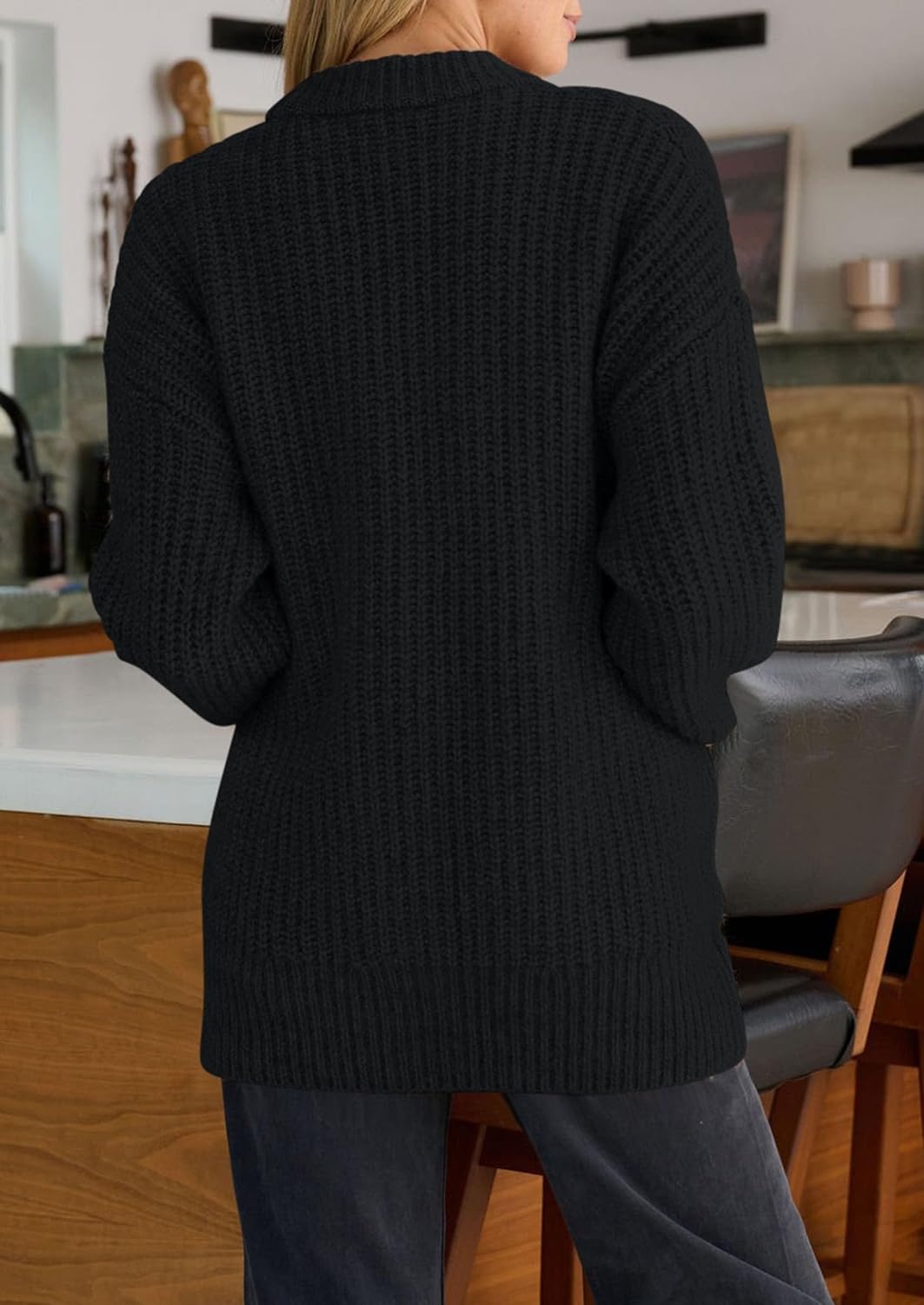 image:imagePRETTYGARDEN Oversized Cardigan Sweaters for Women Button UpBlack