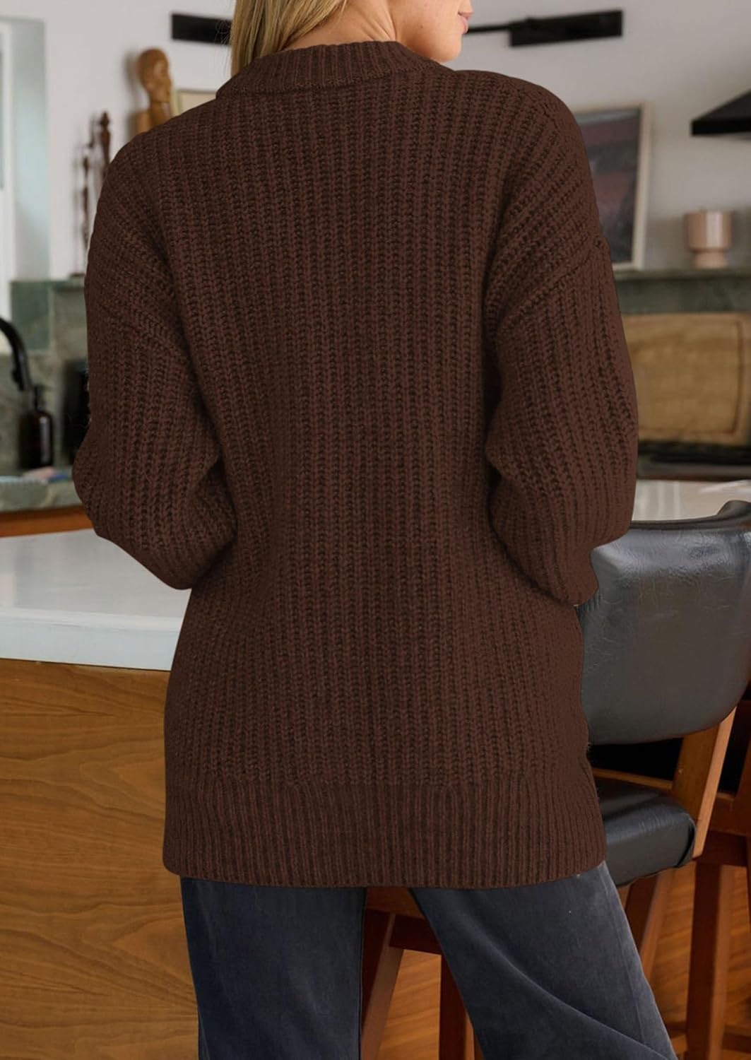 image:imagePRETTYGARDEN Oversized Cardigan Sweaters for Women Button UpBrown