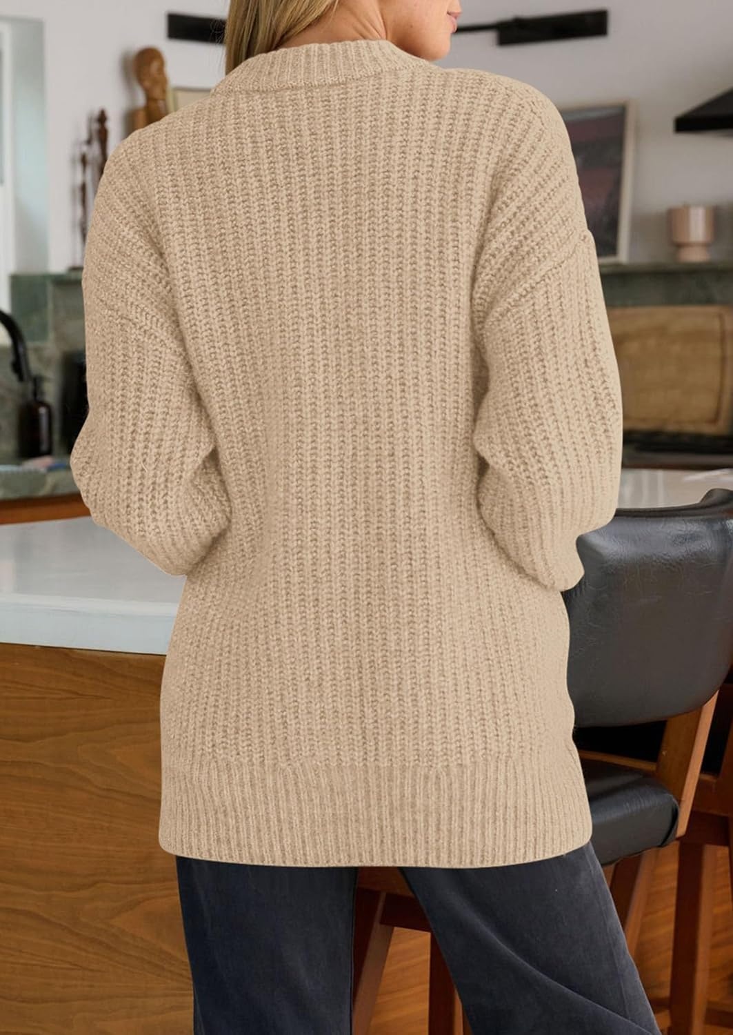 image:imagePRETTYGARDEN Oversized Cardigan Sweaters for Women Button UpKhaki