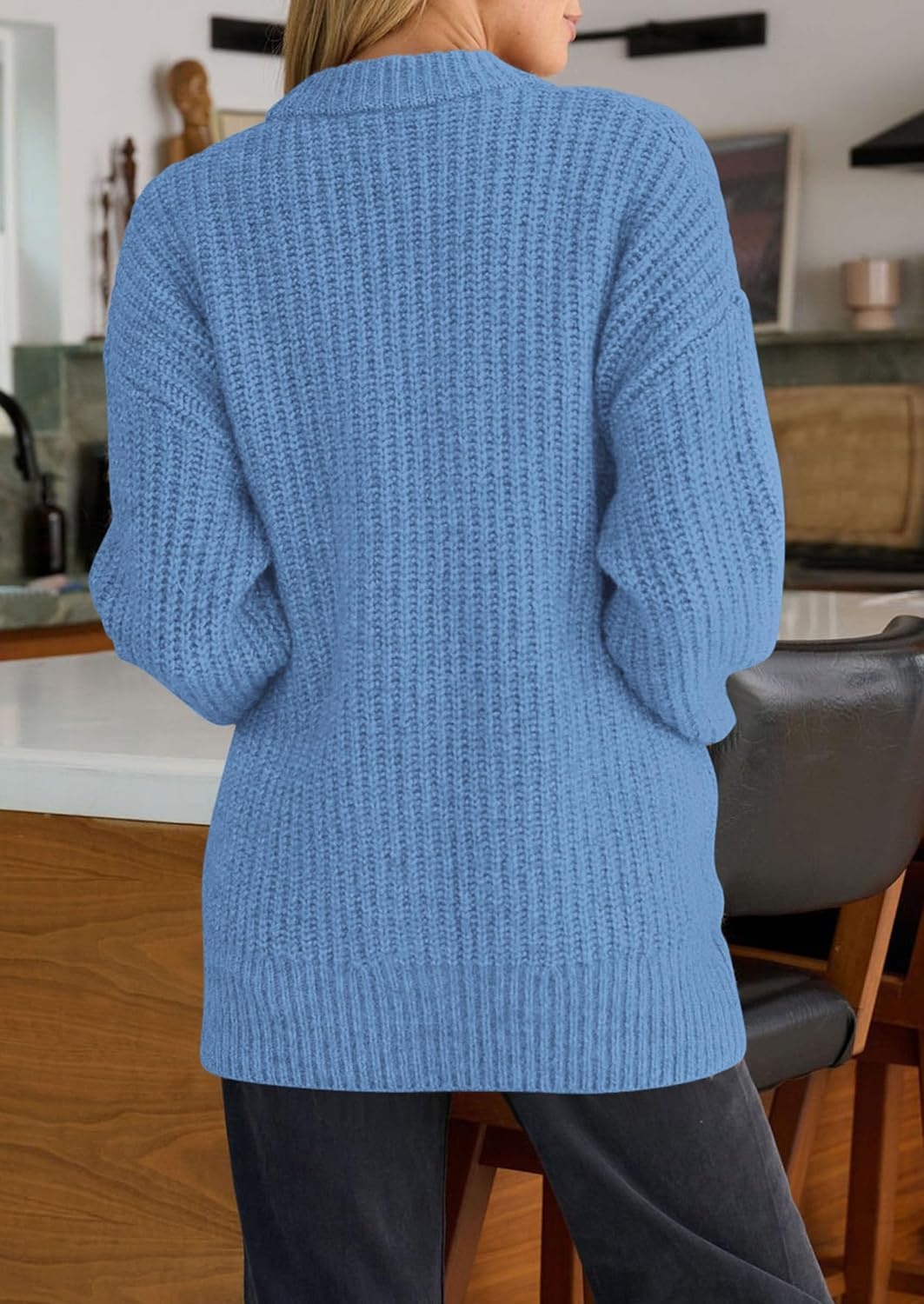 image:imagePRETTYGARDEN Oversized Cardigan Sweaters for Women Button UpLight Blue