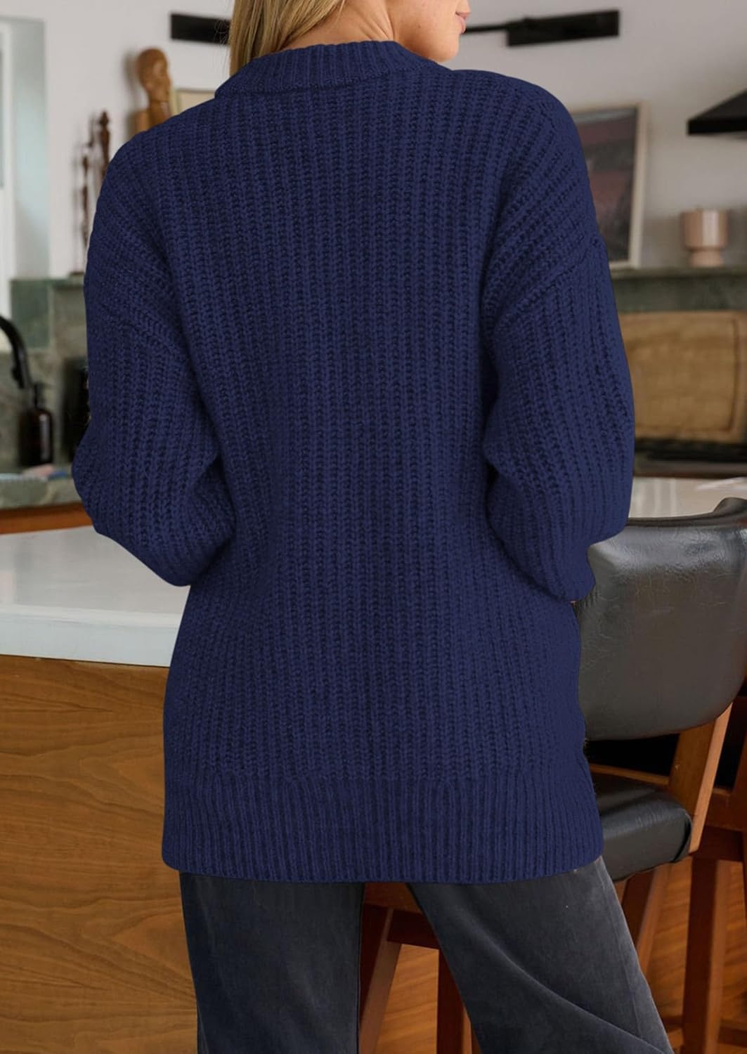 image:imagePRETTYGARDEN Oversized Cardigan Sweaters for Women Button UpNavy Blue