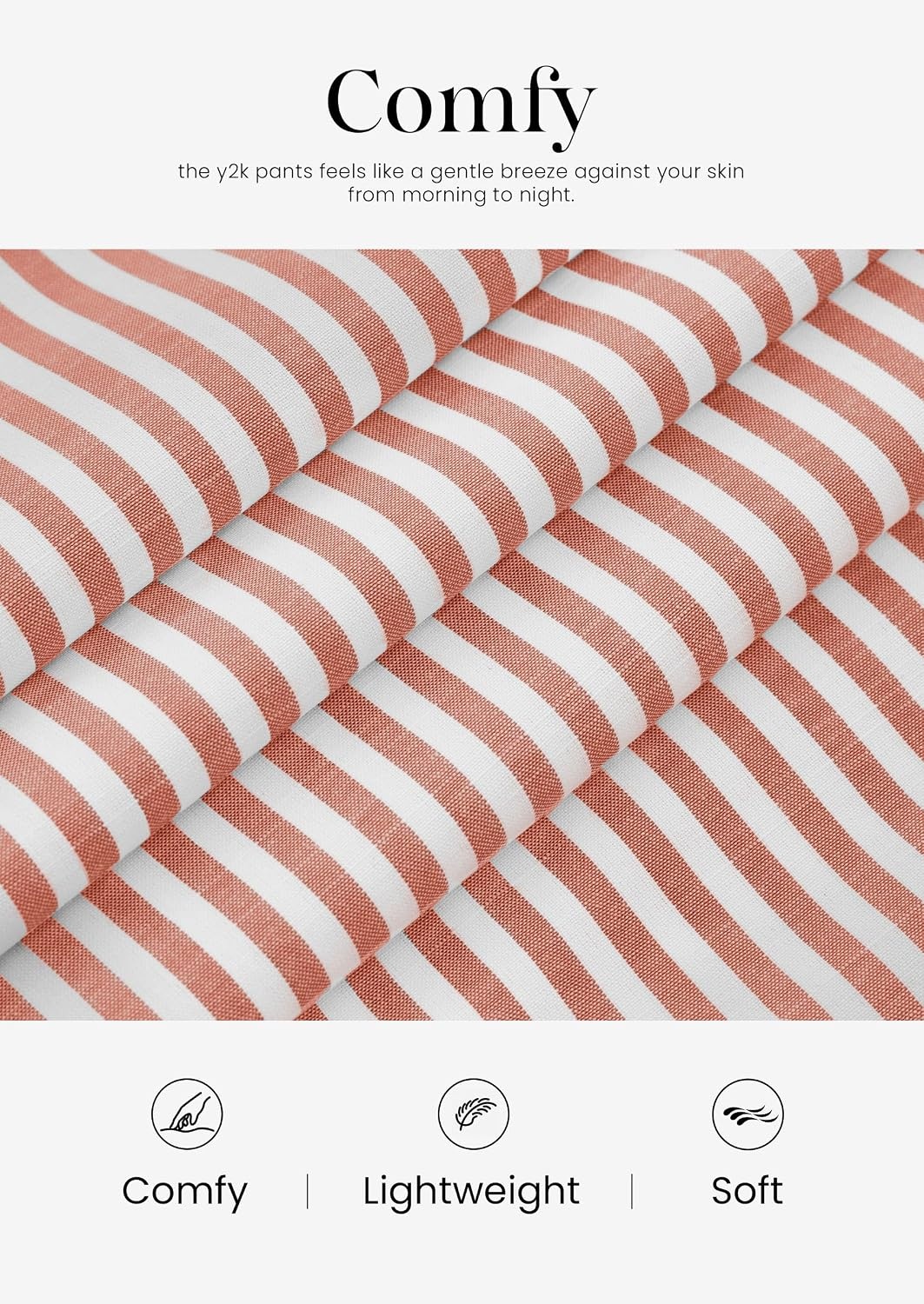 image:imagePRETTYGARDEN Striped Wide Leg Pants Women Loungewear with PocketStriped Brown White