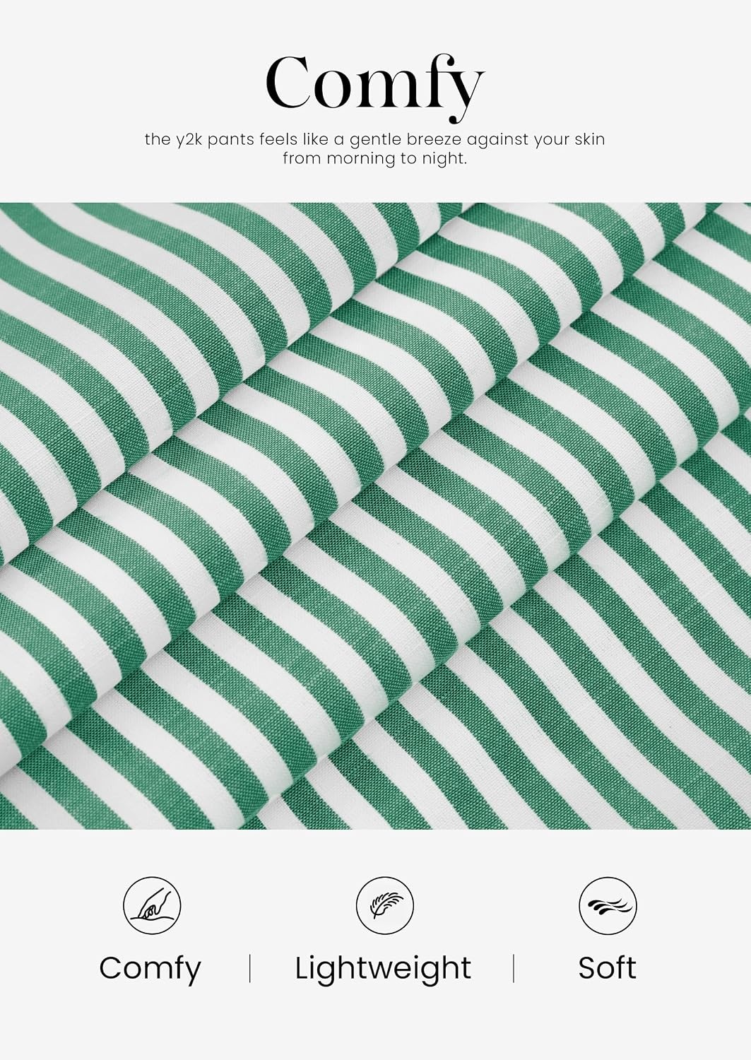 image:imagePRETTYGARDEN Striped Wide Leg Pants Women Loungewear with PocketStriped Green White