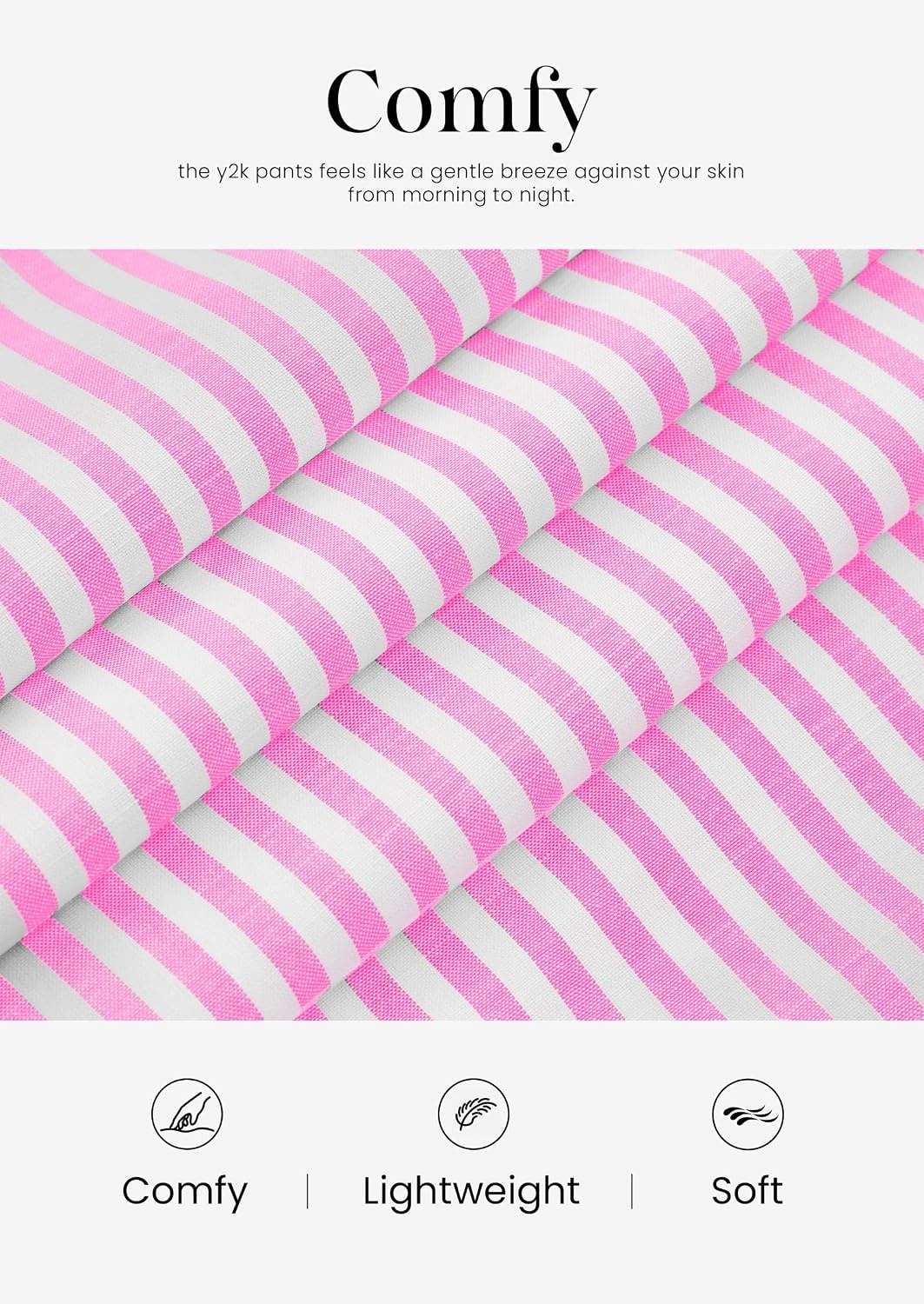 image:imagePRETTYGARDEN Striped Wide Leg Pants Women Loungewear with PocketStriped Pink White