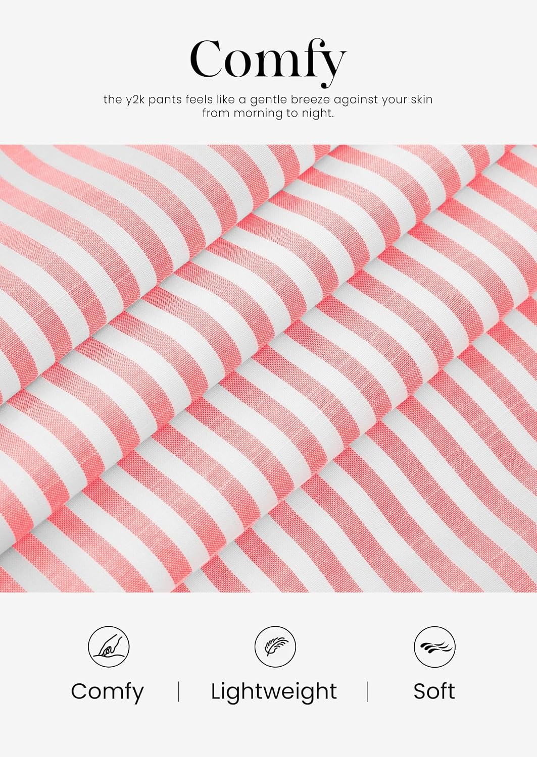 image:imagePRETTYGARDEN Striped Wide Leg Pants Women Loungewear with PocketStriped Red White
