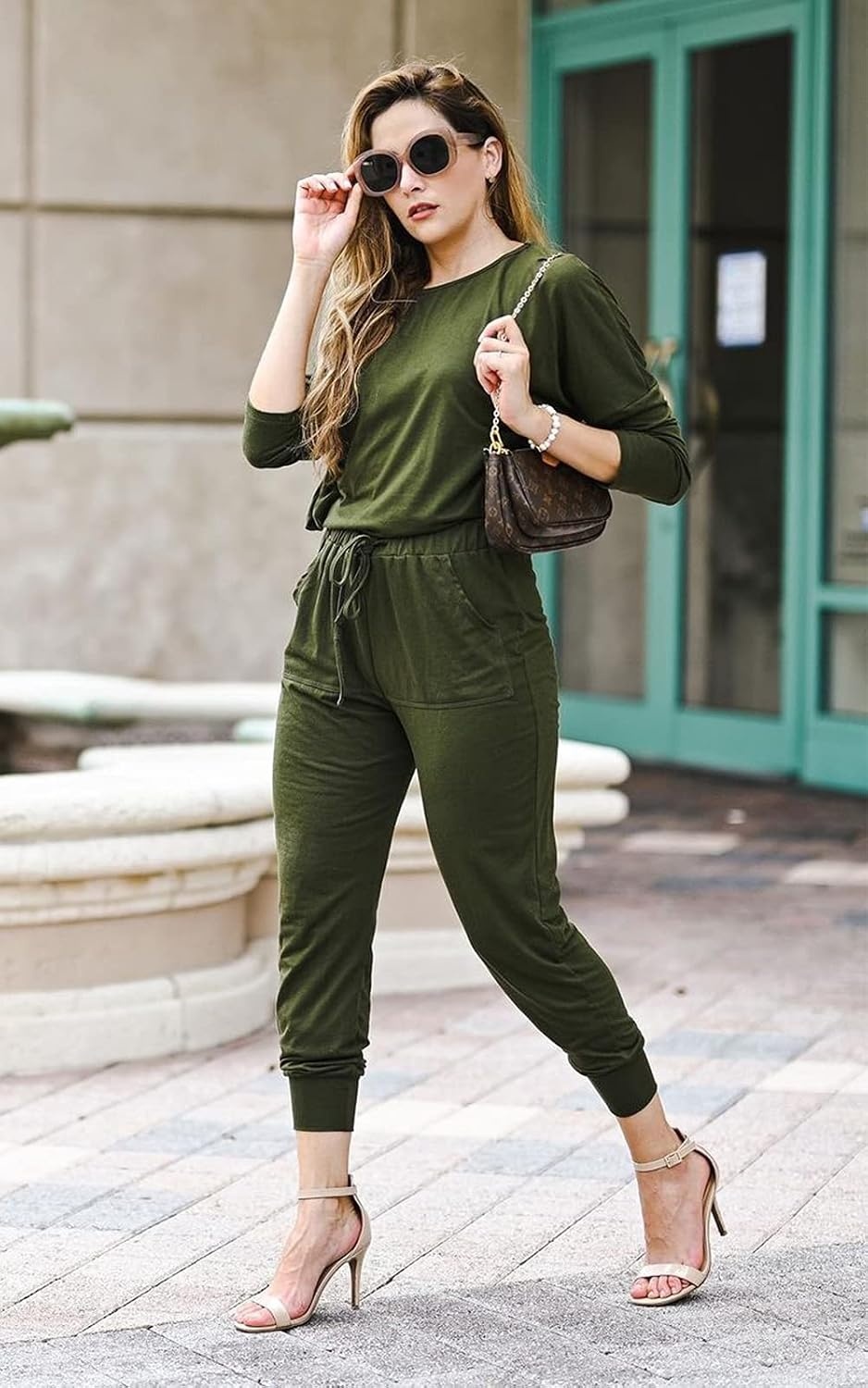 image:imagePRETTYGARDEN Travel Outfit Women 2 Piece Lounge SetsArmy Green