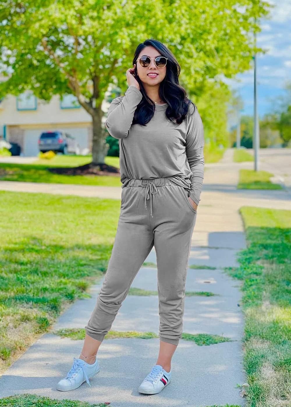 image:imagePRETTYGARDEN Travel Outfit Women 2 Piece Lounge SetsLight Grey