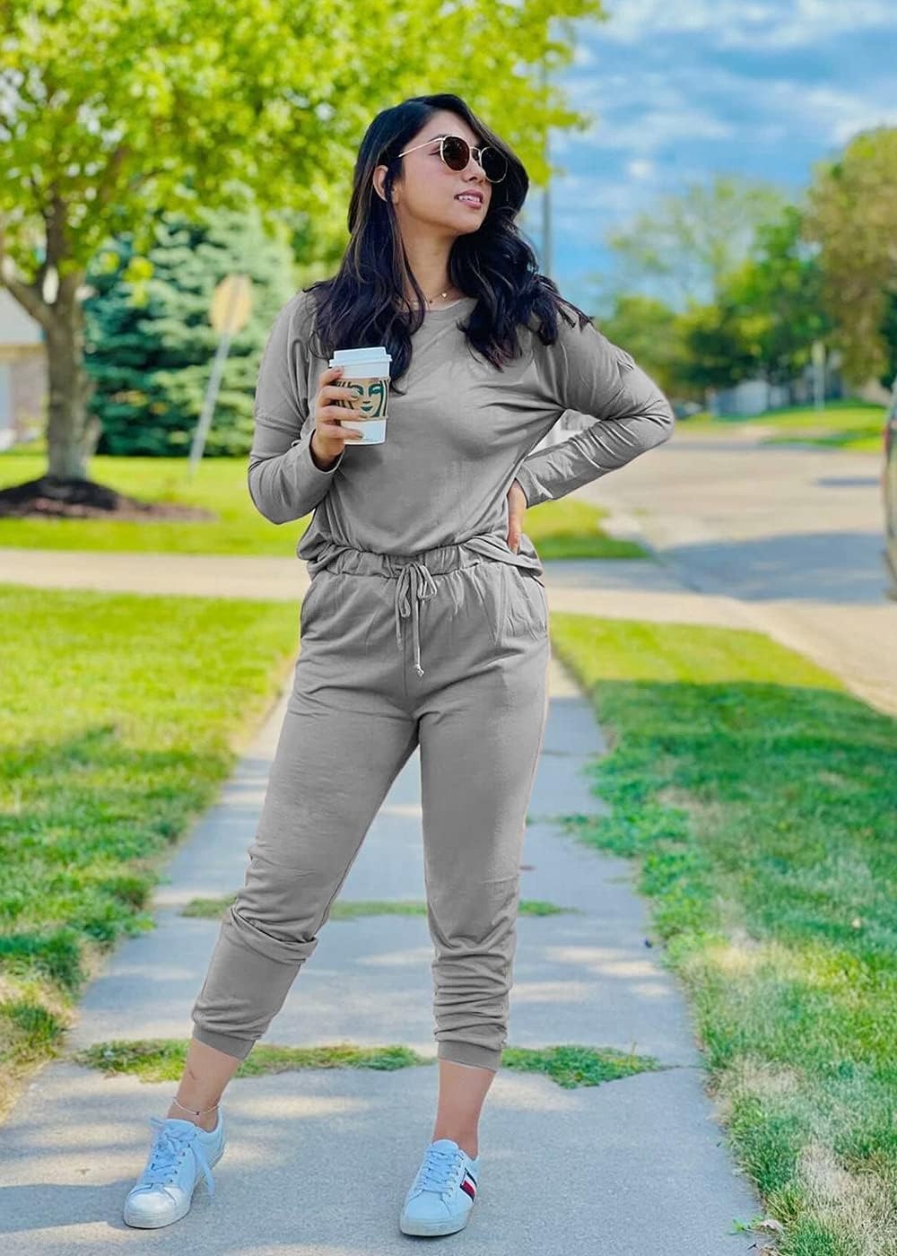 image:imagePRETTYGARDEN Travel Outfit Women 2 Piece Lounge SetsLight Grey