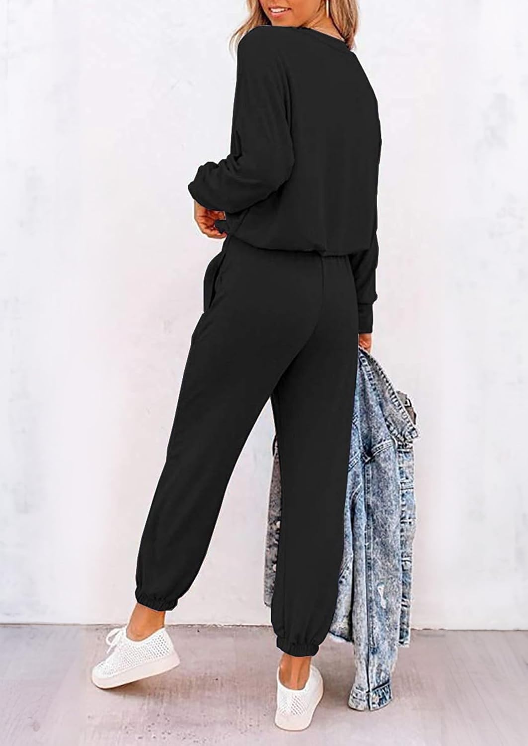 image:imagePRETTYGARDEN Travel Outfit Women 2 Piece Lounge SetsPatternedblack