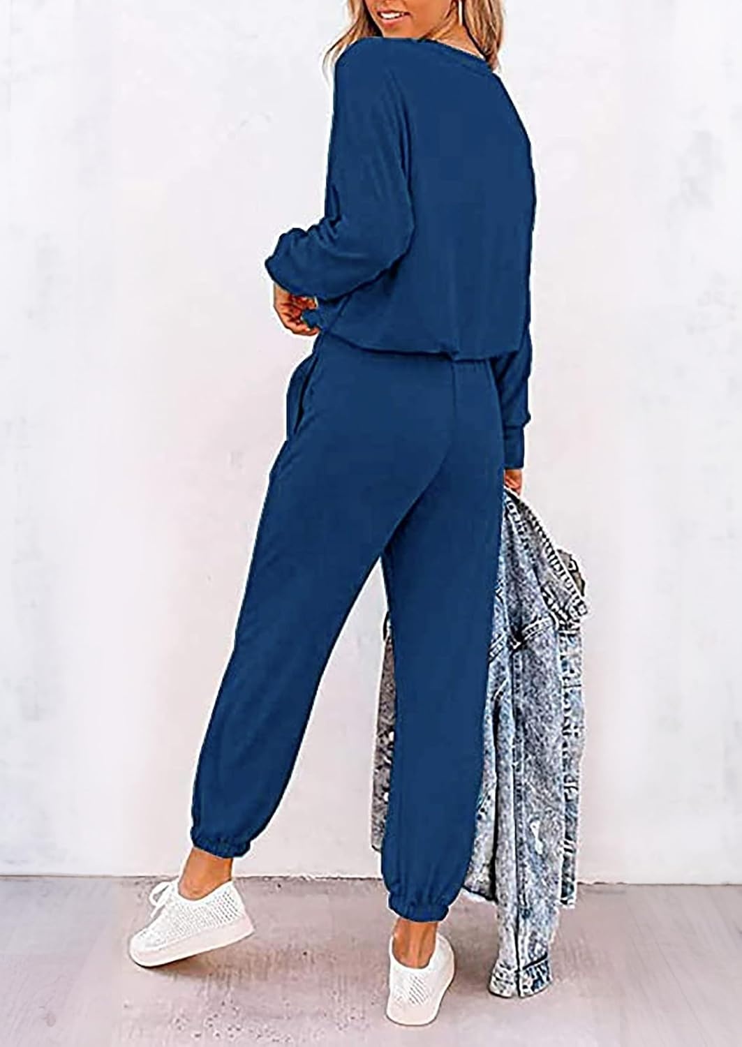 image:imagePRETTYGARDEN Travel Outfit Women 2 Piece Lounge SetsPatterneddark Blue