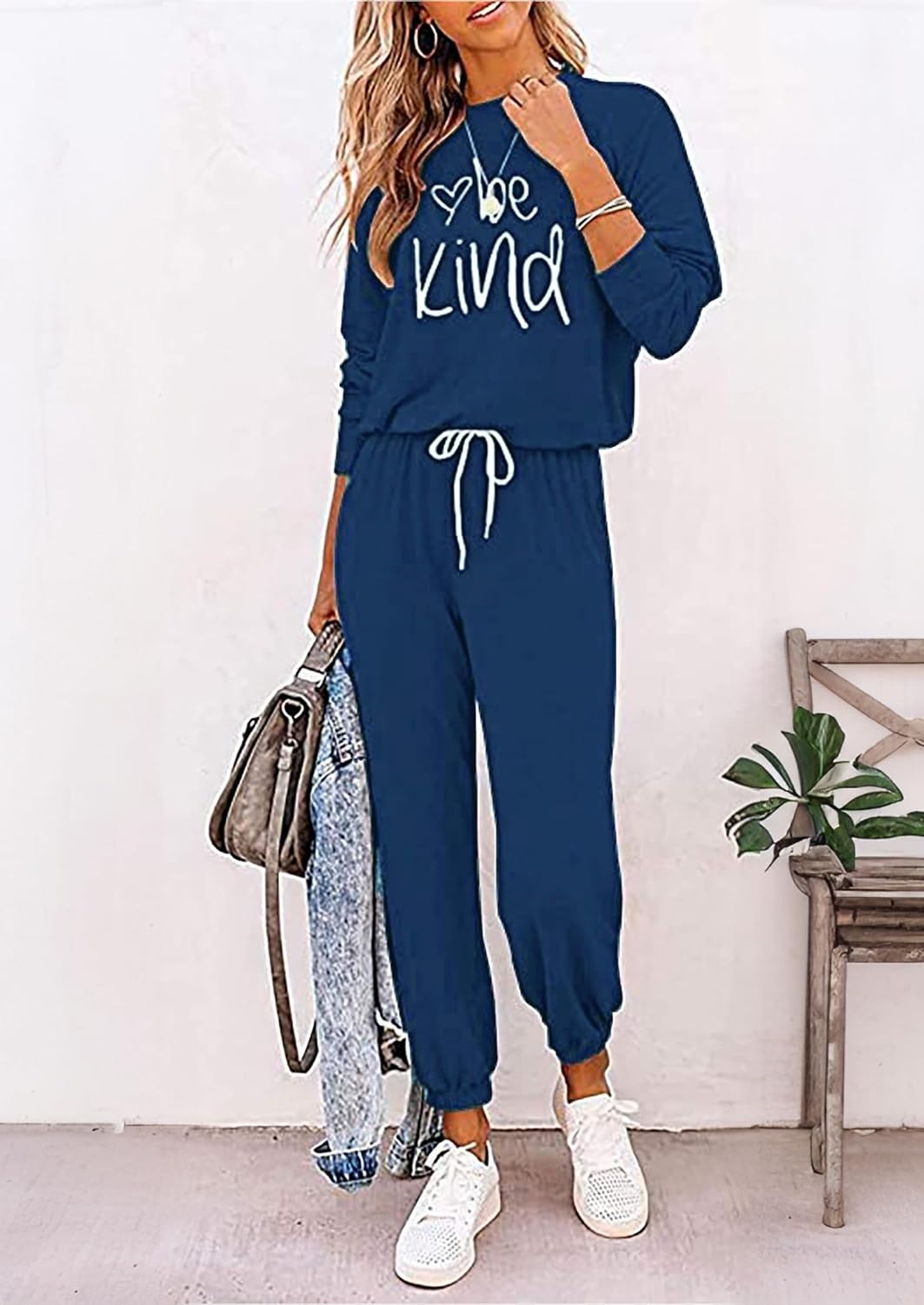 image:imagePRETTYGARDEN Travel Outfit Women 2 Piece Lounge SetsPatterneddark Blue