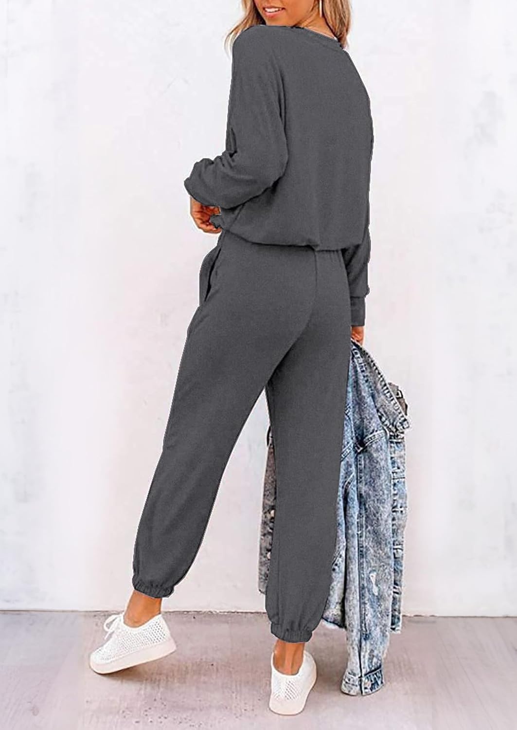 image:imagePRETTYGARDEN Travel Outfit Women 2 Piece Lounge SetsPatterneddark Grey
