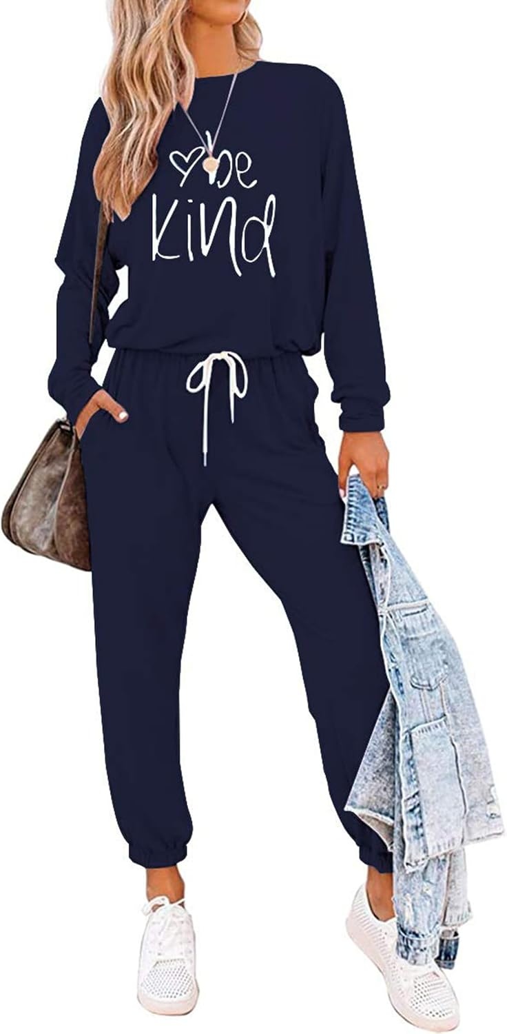 image:imagePRETTYGARDEN Travel Outfit Women 2 Piece Lounge SetsPatternednavy