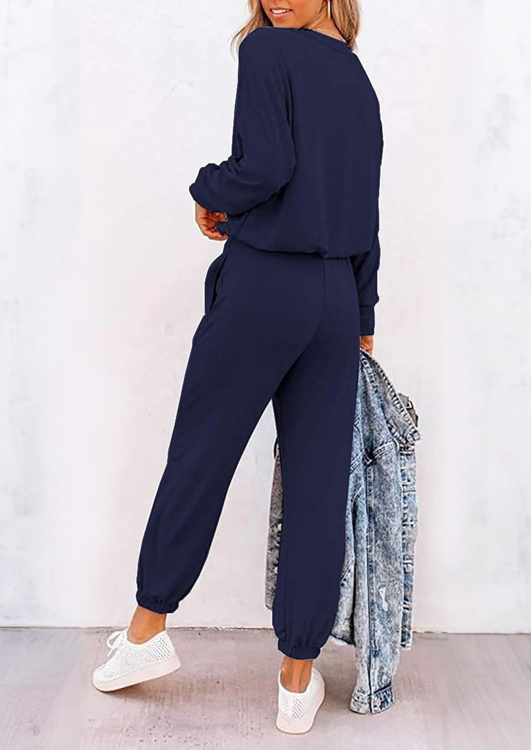 image:imagePRETTYGARDEN Travel Outfit Women 2 Piece Lounge SetsPatternednavy