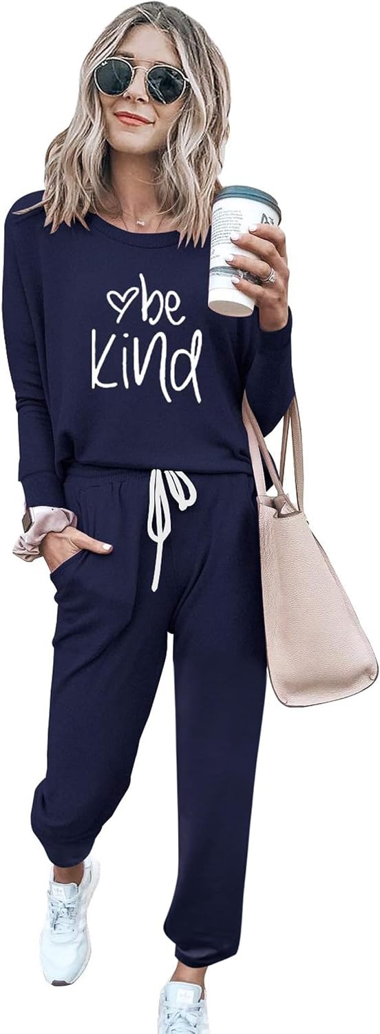 image:imagePRETTYGARDEN Travel Outfit Women 2 Piece Lounge SetsPatternednavy
