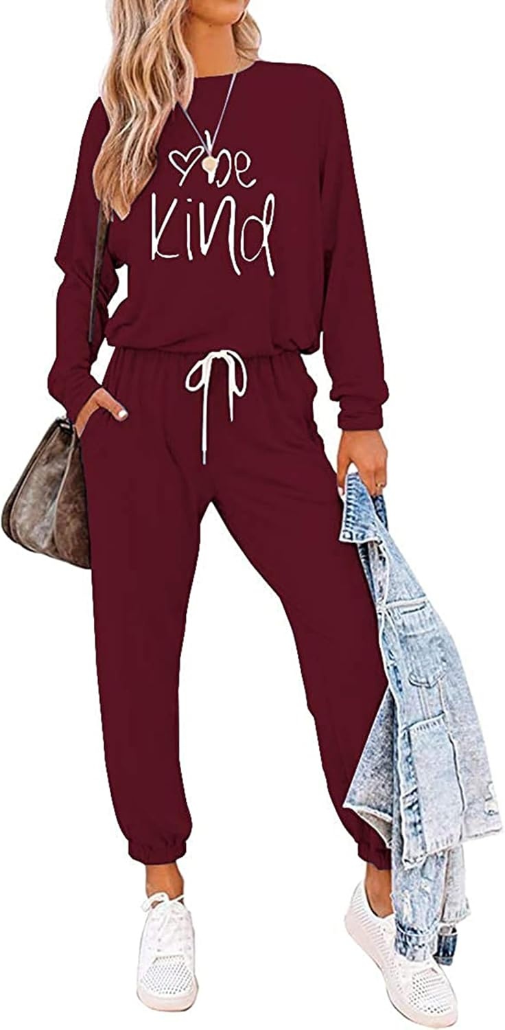 image:imagePRETTYGARDEN Travel Outfit Women 2 Piece Lounge SetsPatternedwine Red