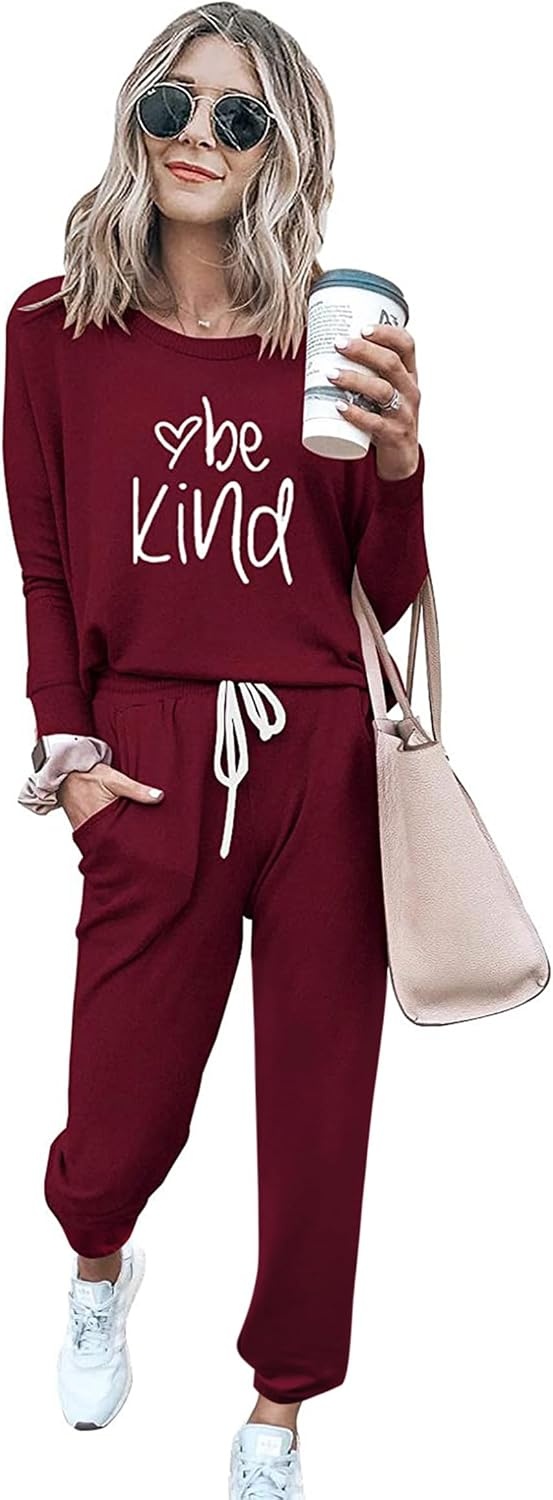 image:imagePRETTYGARDEN Travel Outfit Women 2 Piece Lounge SetsPatternedwine Red