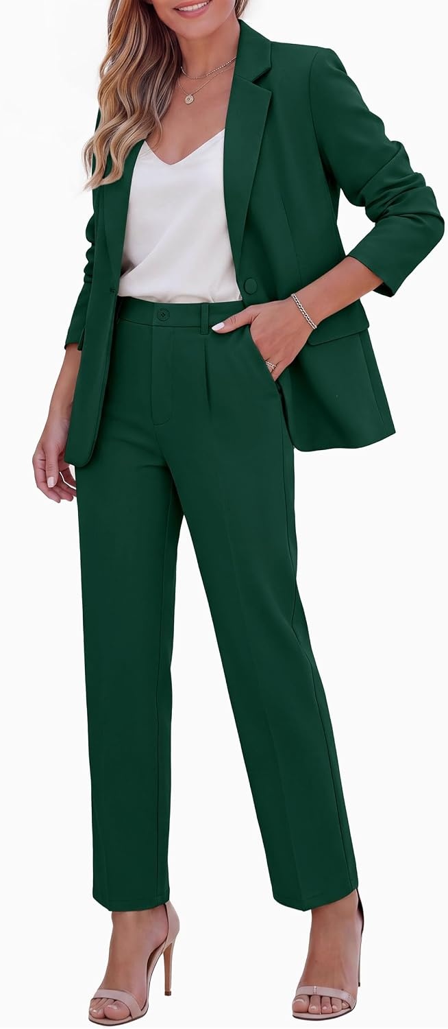 image:imagePRETTYGARDEN Two Piece Sets for Women Dressy Pant SuitsDark Green