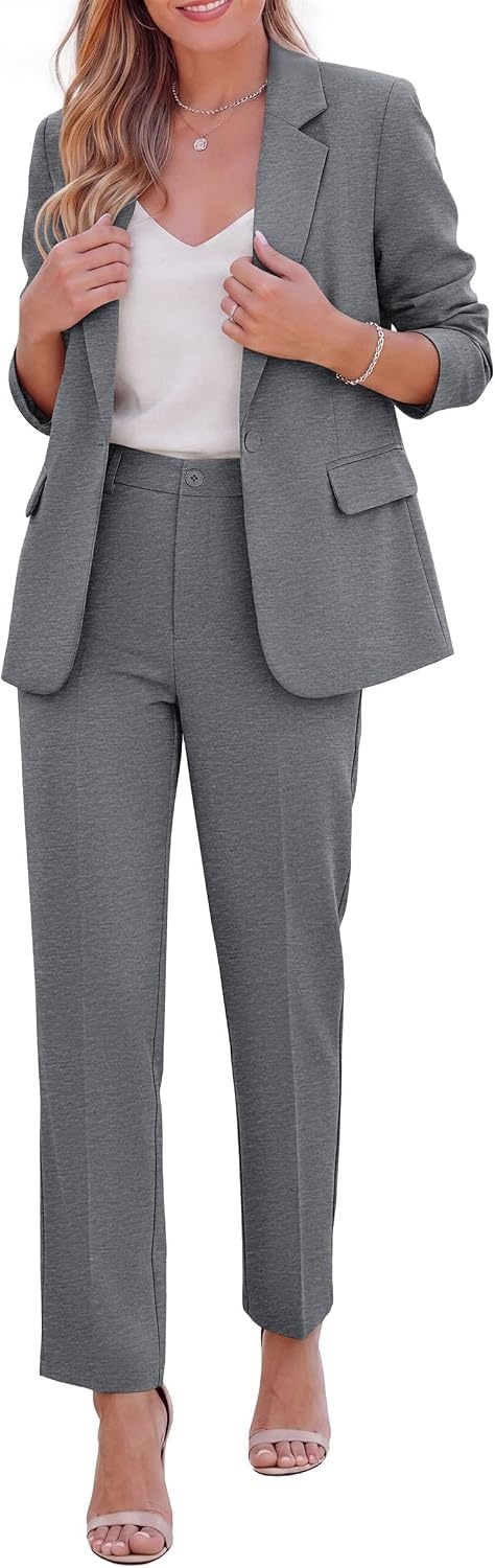 image:imagePRETTYGARDEN Two Piece Sets for Women Dressy Pant SuitsGrey