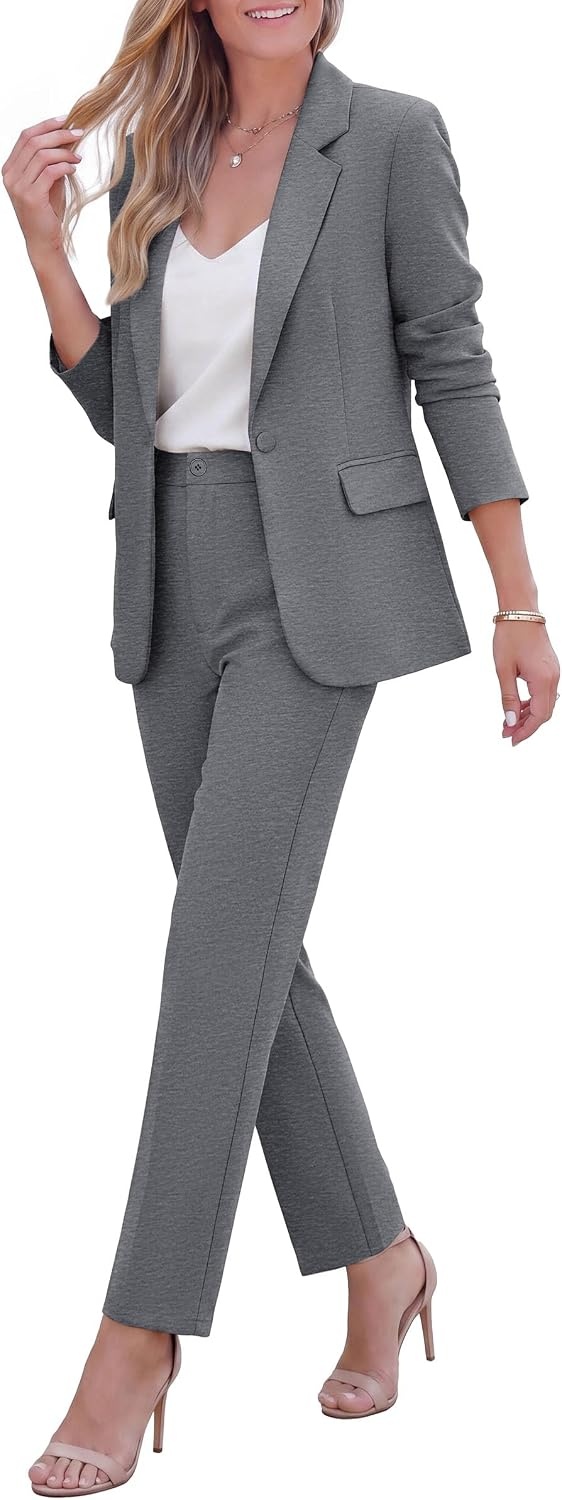 image:imagePRETTYGARDEN Two Piece Sets for Women Dressy Pant SuitsGrey