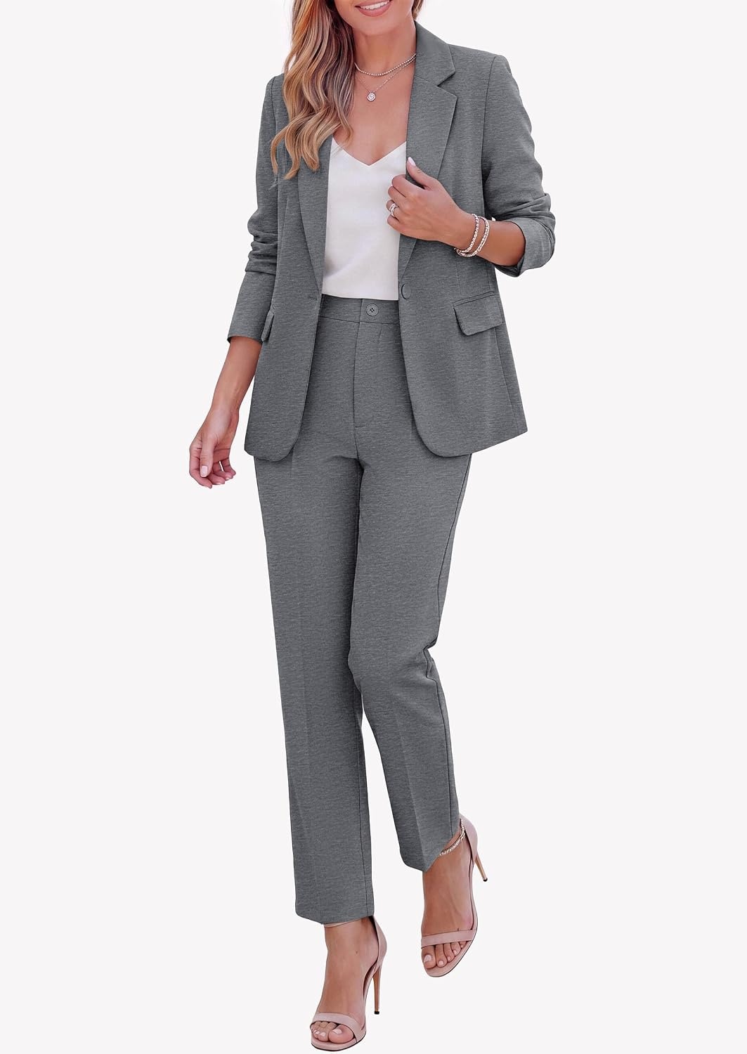 image:imagePRETTYGARDEN Two Piece Sets for Women Dressy Pant SuitsGrey