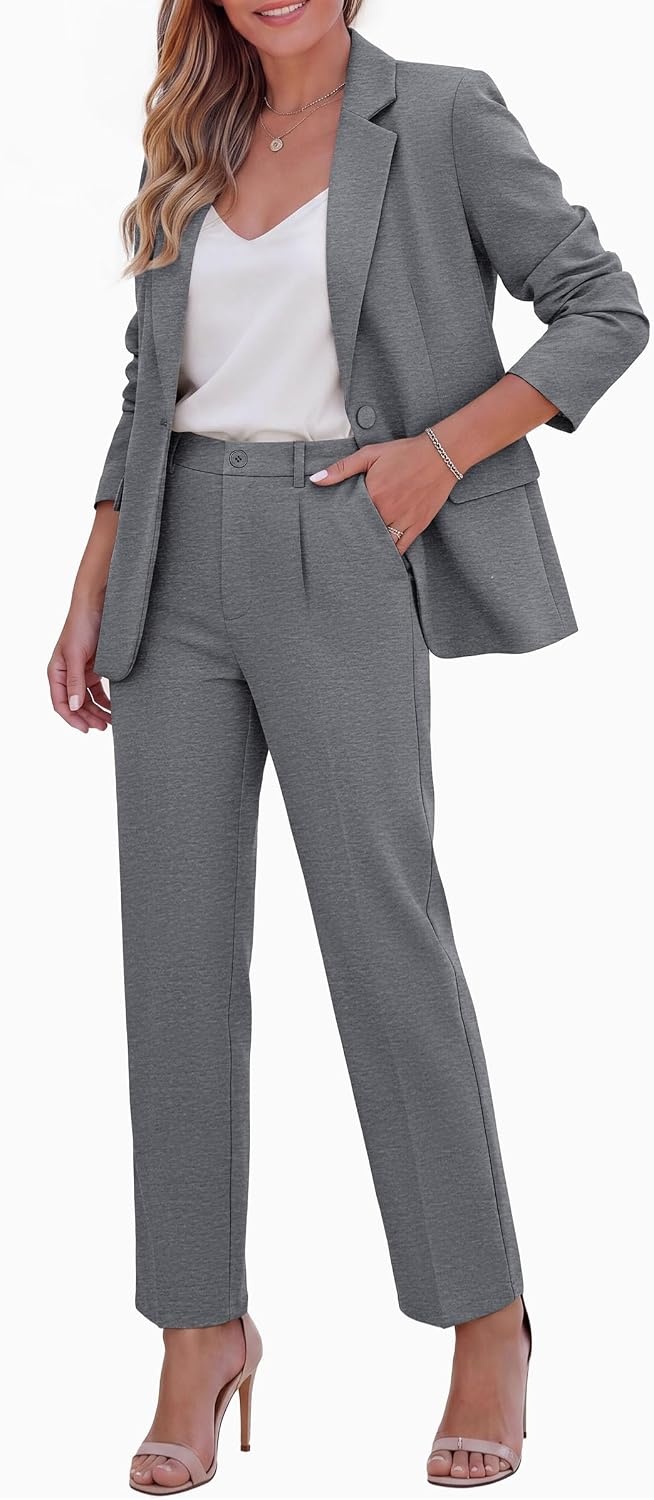 image:imagePRETTYGARDEN Two Piece Sets for Women Dressy Pant SuitsGrey