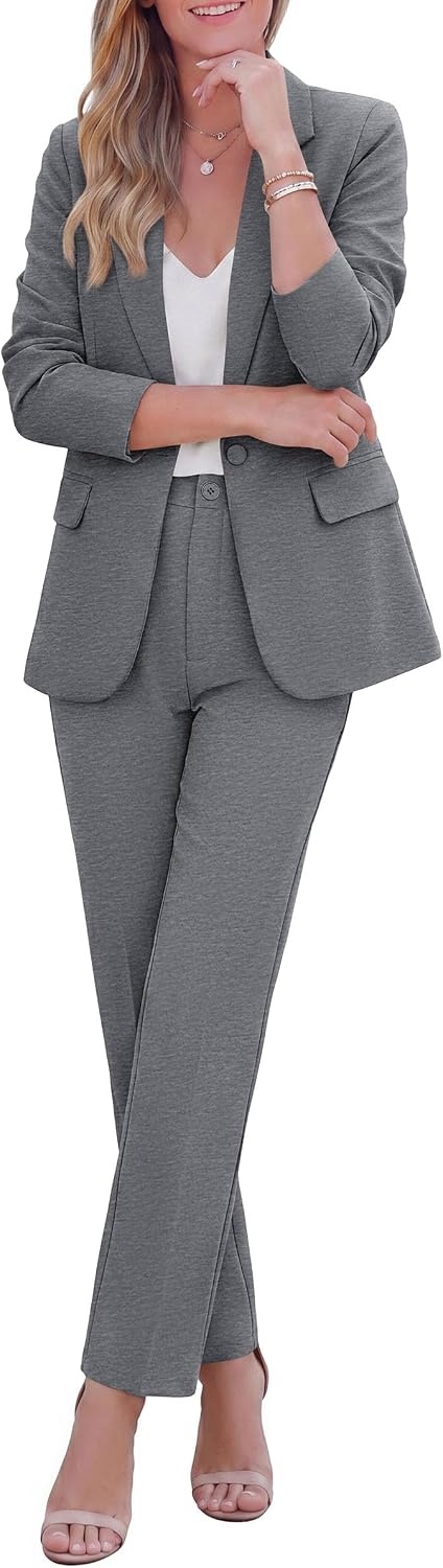 image:imagePRETTYGARDEN Two Piece Sets for Women Dressy Pant SuitsGrey