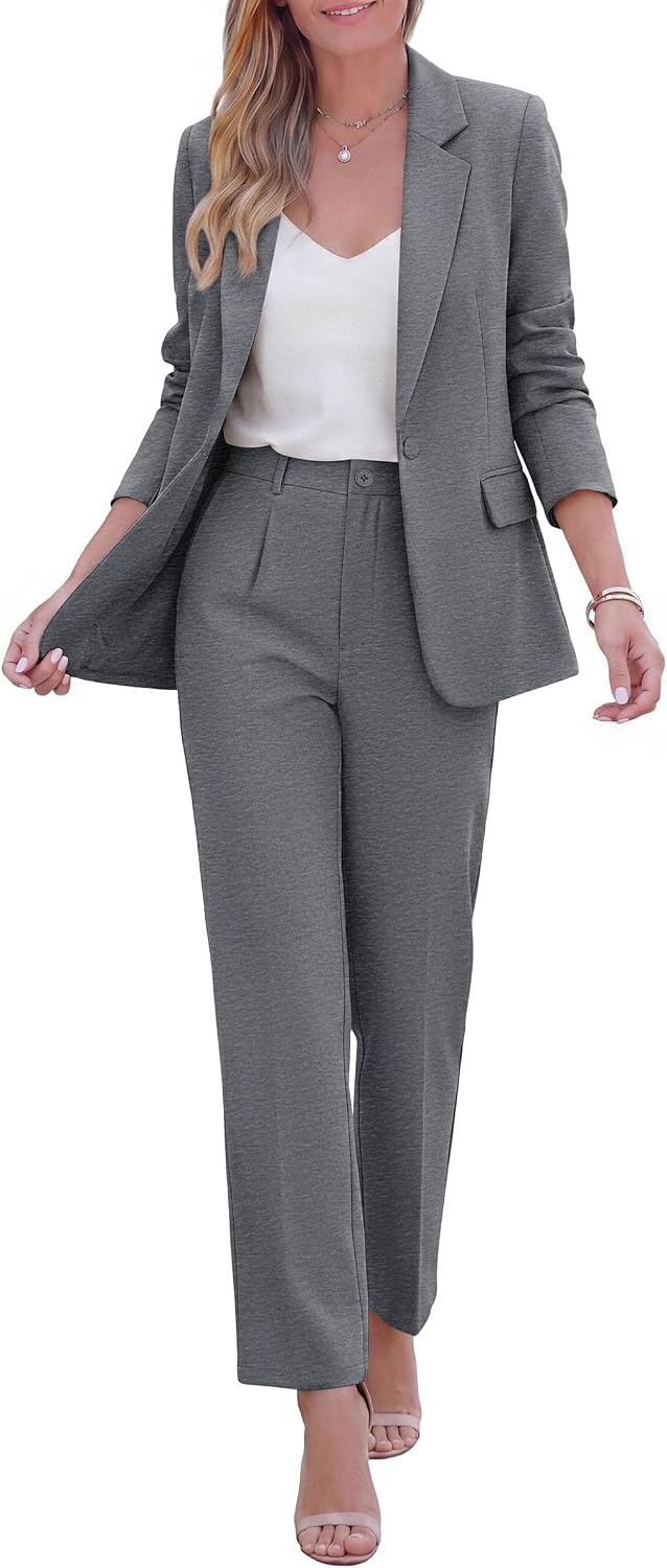 image:imagePRETTYGARDEN Two Piece Sets for Women Dressy Pant SuitsGrey