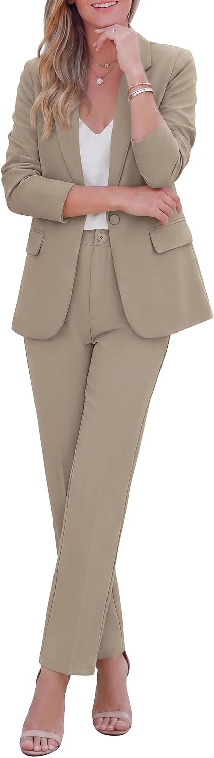 image:imagePRETTYGARDEN Two Piece Sets for Women Dressy Pant SuitsKhaki