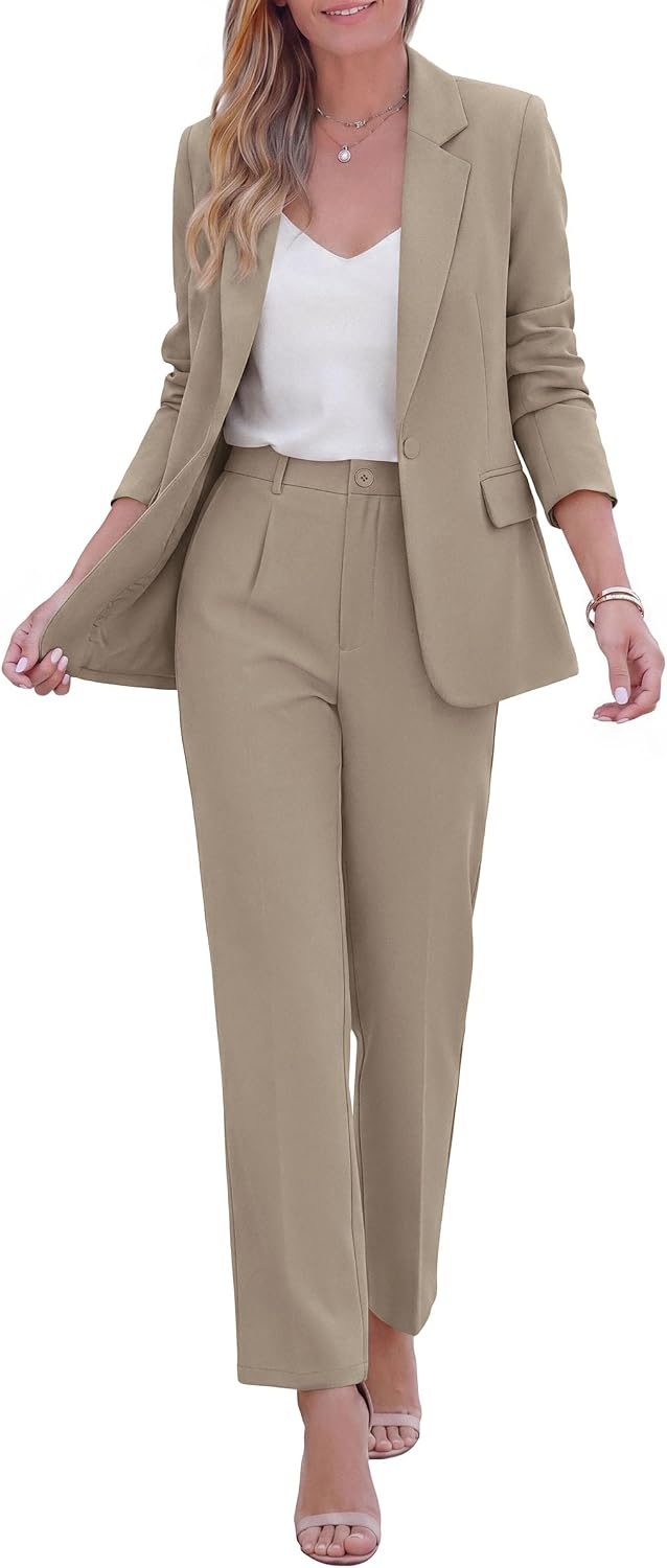 image:imagePRETTYGARDEN Two Piece Sets for Women Dressy Pant SuitsKhaki