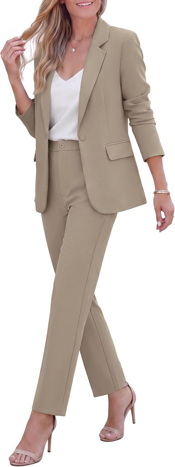 image:imagePRETTYGARDEN Two Piece Sets for Women Dressy Pant SuitsKhaki
